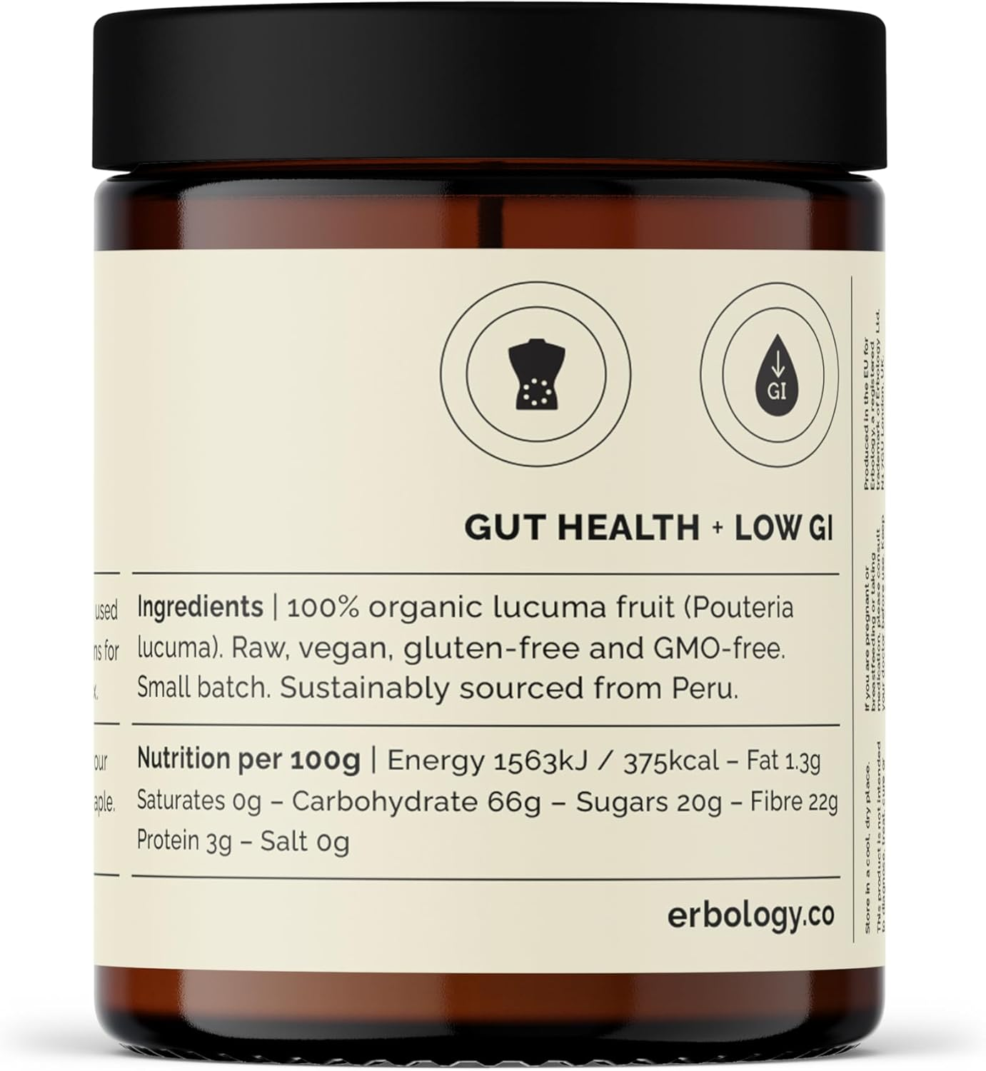 Erbology Organic Lucuma Powder 90G - 45 Servings - Gut Health Support - Low Glycemic Index - Sustainably Sourced Straight from Farm in Peru - Small Batch - Vegan - Gmo-Free image number 4