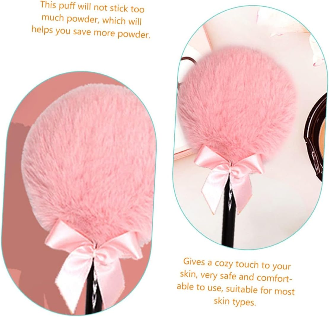 Fokmuaex 2Pcs Soft Lollipop Shaped Body Powder Puff with Handle - 7Cm Dust Powders Applicator for Women and Girls image number 3
