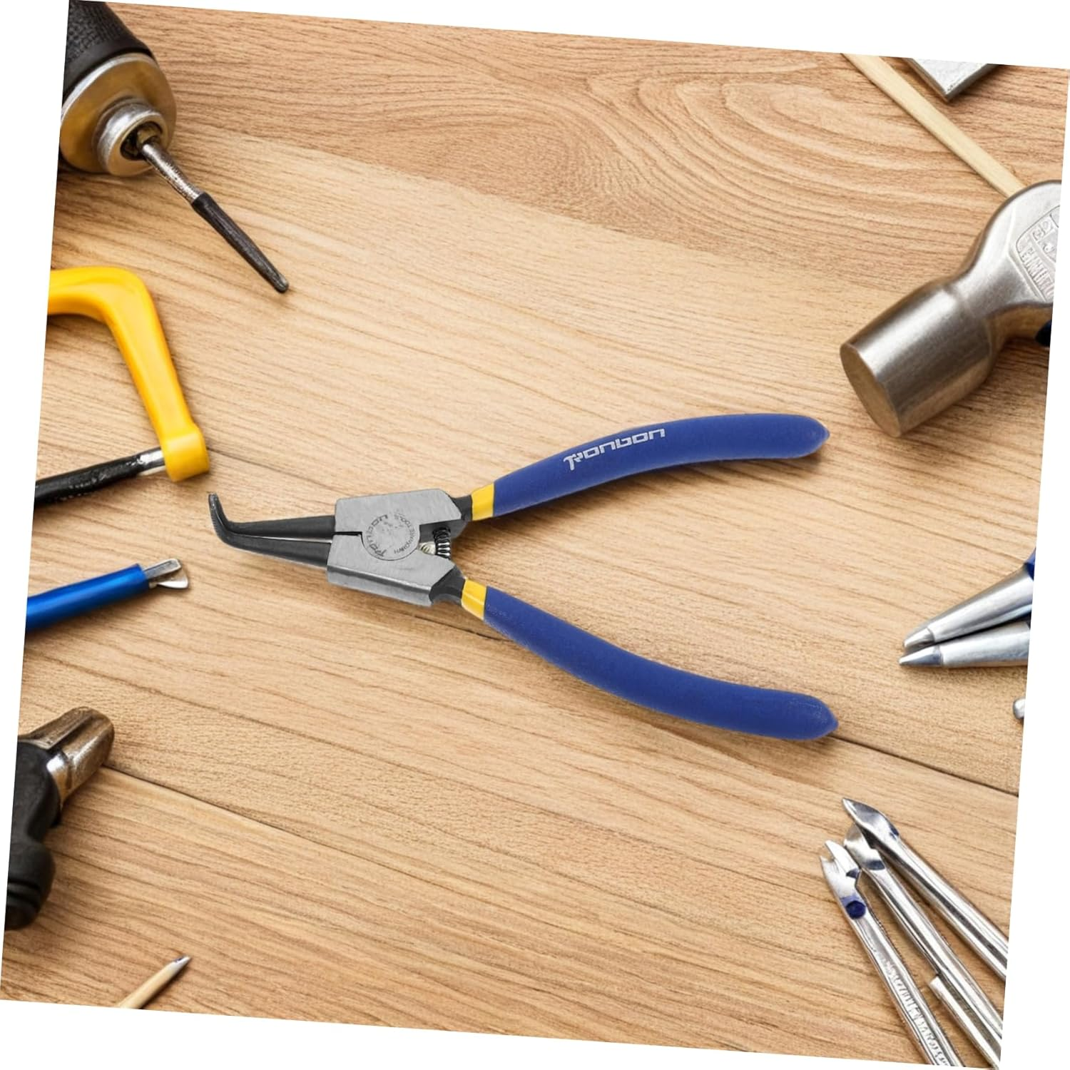 TEHAUX 2Pcs Circlip Pliers Internal External Retaining Ring Pliers Bent Nose Quick Installation and Removal for Mechanical Automotive Maintenance