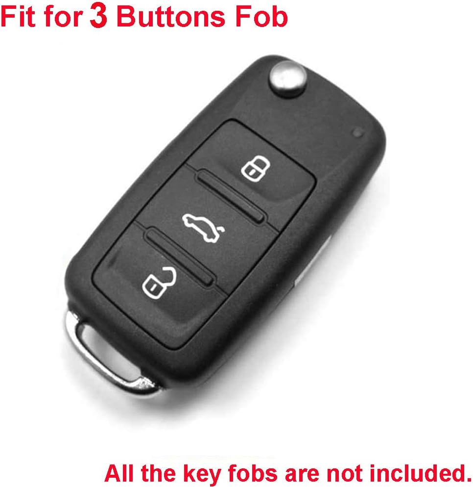 Lemsa 2Pcs Rubber 3 Buttons Flip Key Fob Cover Case Remote Keyless Protector Bag Holder Compatible Withvw Volkswagen Jetta GTI Passat Golf Tiguan Touareg Beetle, Red/Pink image number 3