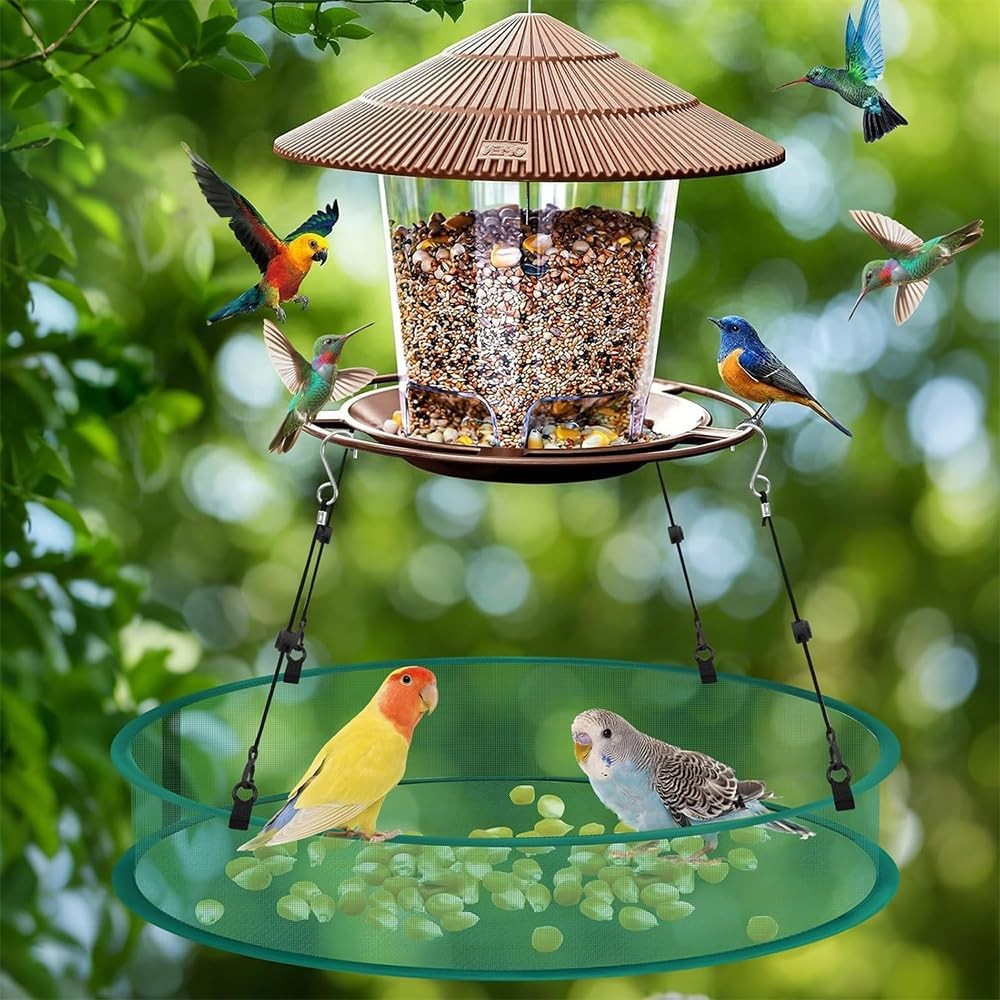 2 Packs Seed Catcher for Bird Feeders, with Adjustable Hanging Hoop, Reducing Waste, Outdoor Garden Accessories, Hanging Hoop Bird Seed Catcher Tray for Hummingbird Feeders image number 1