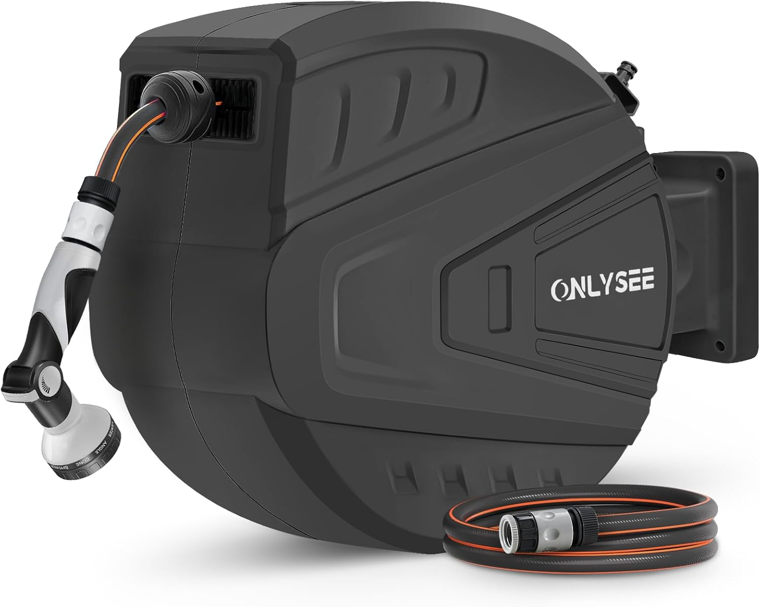 Retractable Garden Hose Reel,30M Garden Hose Reel Wall Wounted,Self-Locking System/Auto Rewind/Wall Loumted/180"Swivel Bracket/Multi-Function Spray Nozzle for Garden Lawn Garage Watering