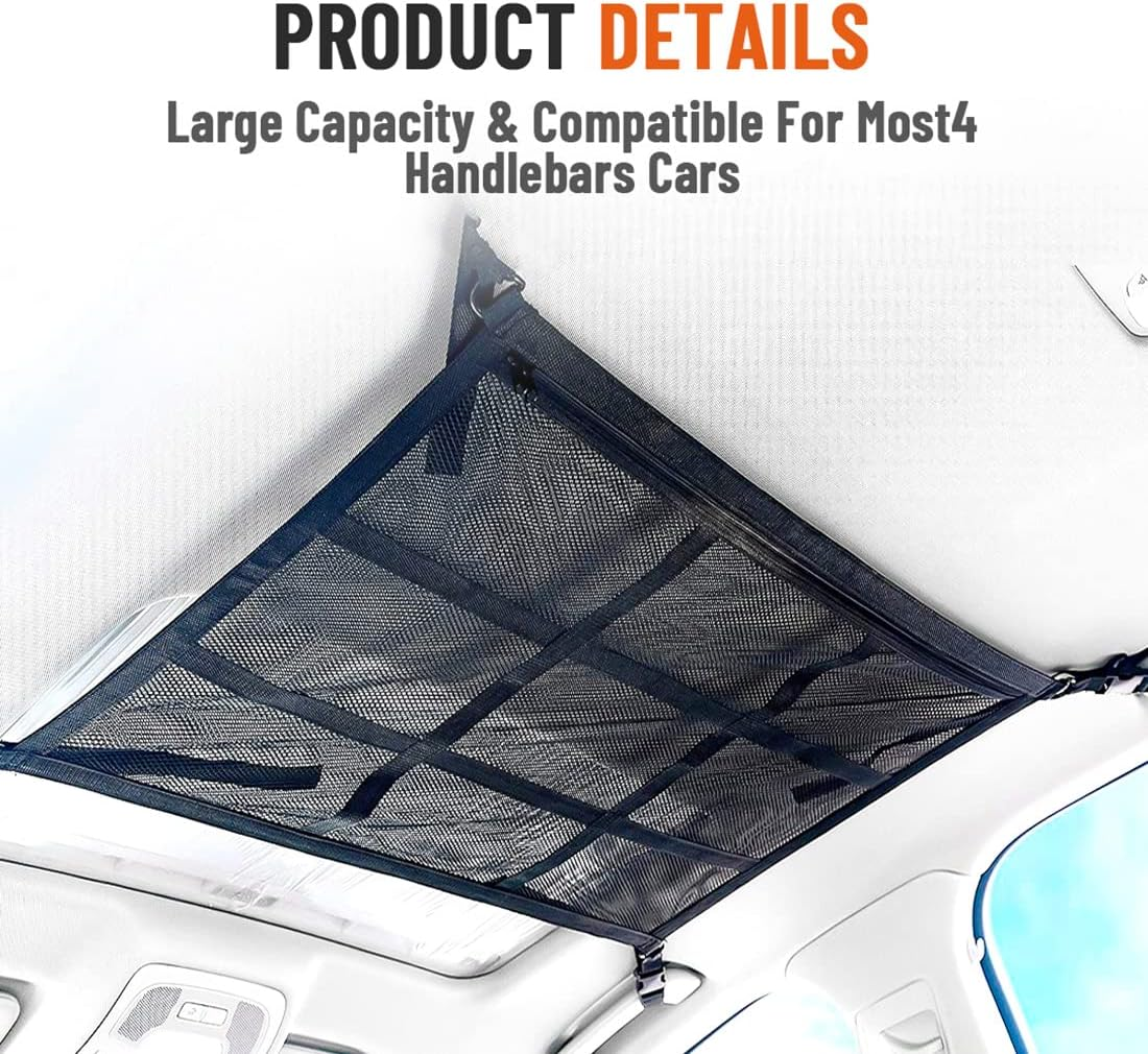 SKUNTUGUANG Car Cargo Net for SUV, Car Ceiling Storage Net, Car Roof Ceiling Net, Used to Store Tents, Quilts, Toys and Sundries image number 3