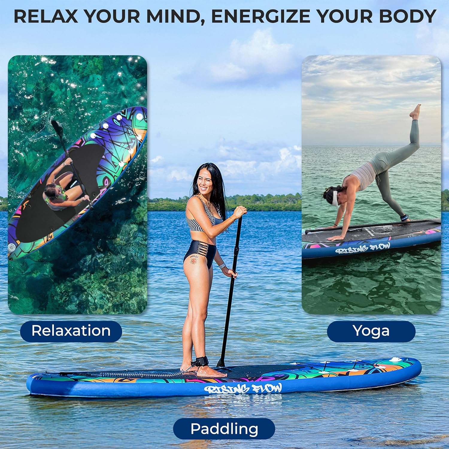 Serenelife Stand up Paddle Board Inflatable, Paddleboard W/Sup Accessories, Includes Safety Leash, Oar Paddle, Manual Air Pump, Repair Kit, Storage Bag & 3 Fins- Very Sturdy for Adults & Kids. - Black image number 5