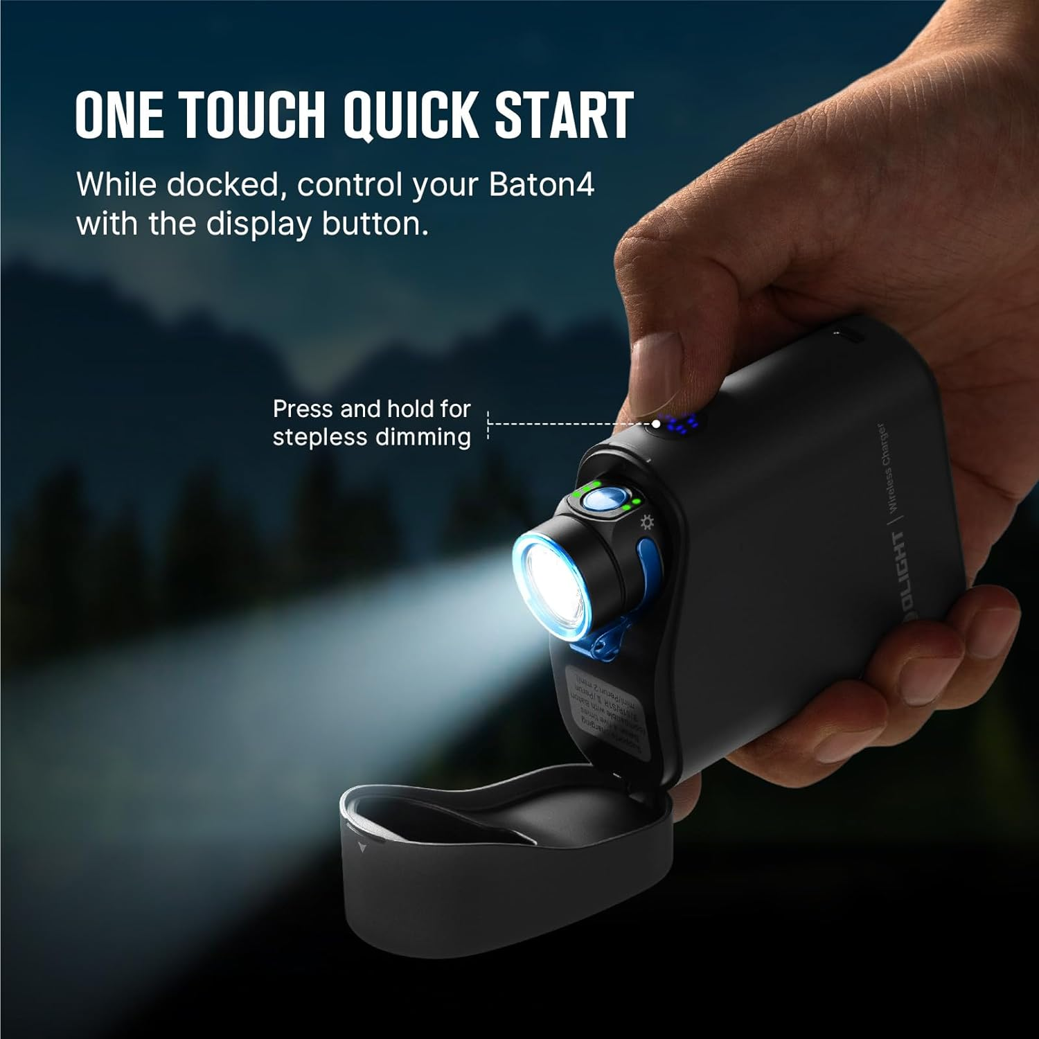 OLIGHT Baton4 Premium Edition Compact Handheld Torch Max 1300 Lumens with Charging Box Pocket-Size for Household and Mountaineering (Black) image number 4