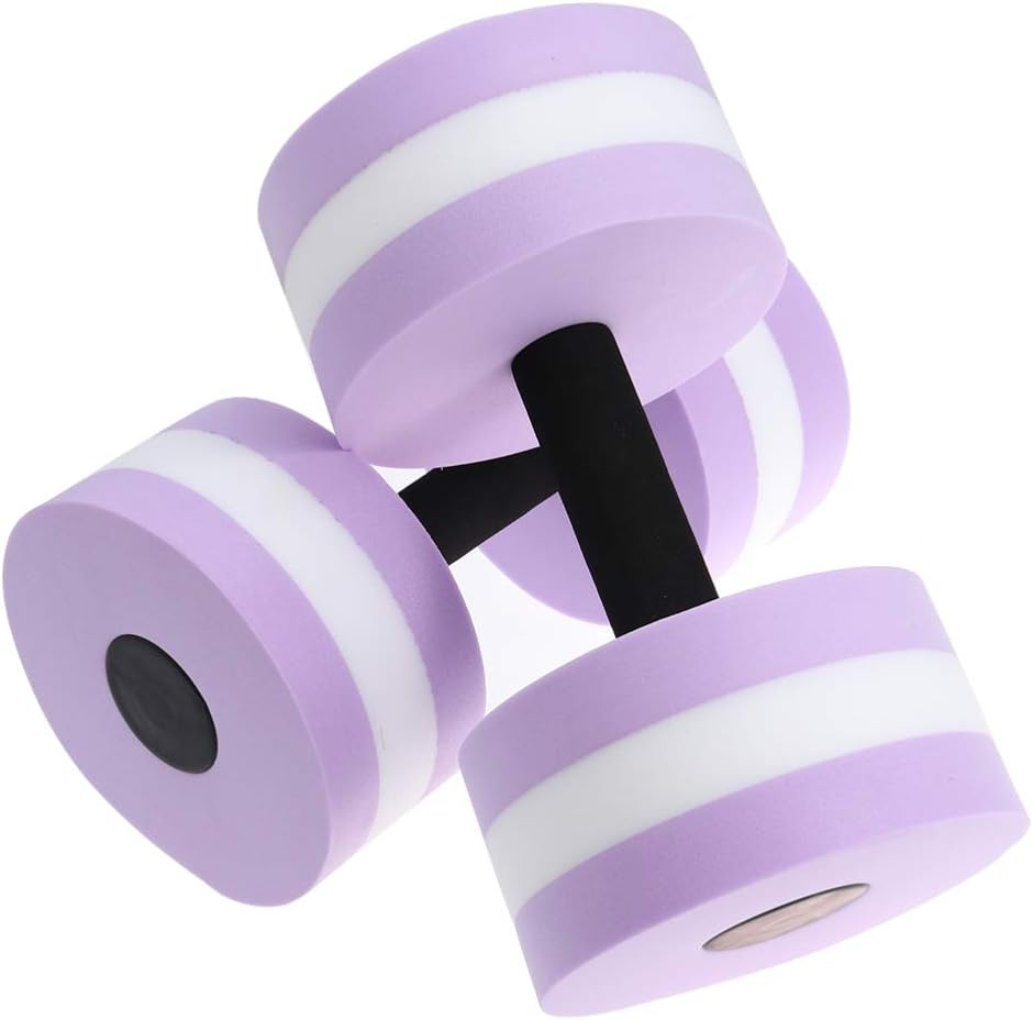 Didiseaon 2Pcs Sports Aquatic Exercise Dumbbells Eva Aqua Fitness Barbells with Exercise Hand Bars Set for Women Men Adult (Purple) image number 5