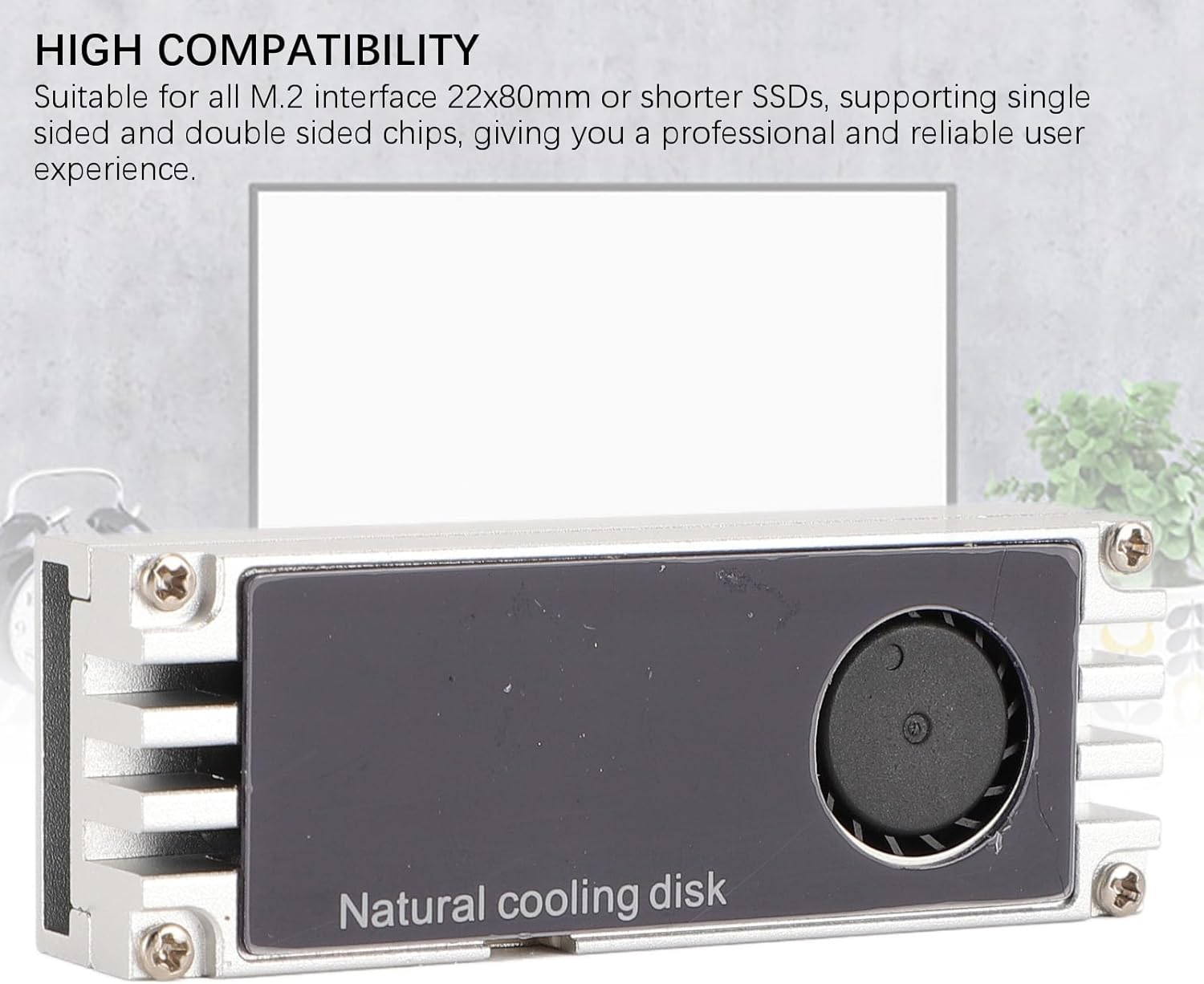 Nvme M.2 Heatsink with Temperature Display, M.2 Nvme 2280 SSD Cooler with Dual Thermal Conductive Silicone Pads, for M.2 Interface 22X80Mm Ssds (Silver) image number 1