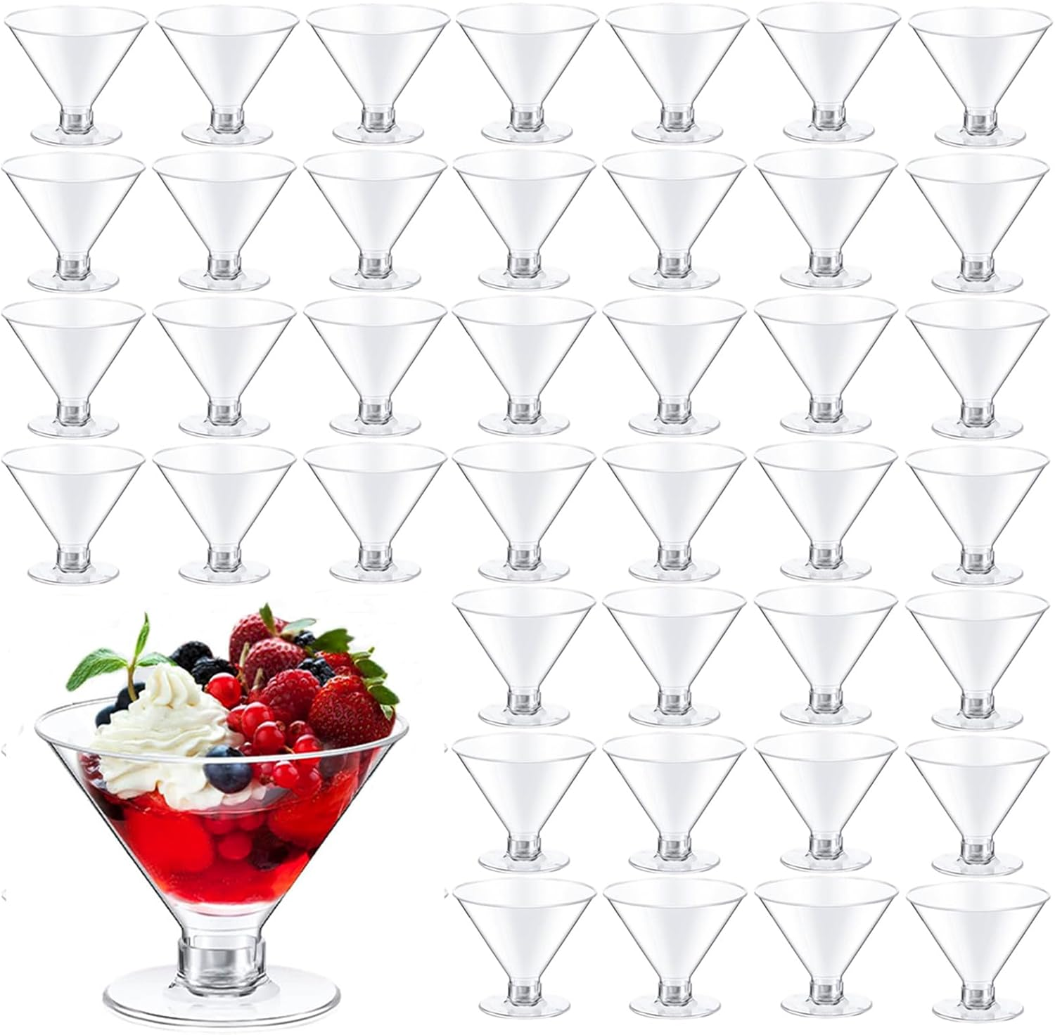 40 Pack 125Ml, Clear Party Glass for Cake, Mousse, Cocktails, Catering & Events round Cup image number 3