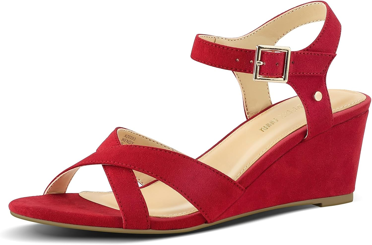 PIZZ ANNU Women'S Wendy Low Wedge Sandals Ankle Strap Espadrille Open Toe Casual Summer Women Wedge Heels Shoes