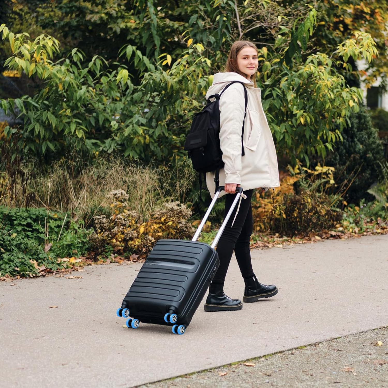 HAIKING Luggage Wheels Covers, 16 PCS Silicone Reduce Noise Luggage Accessories for Most Spinner Wheels Suitcase (5 X 1.5Cm/1.96 X 0.59In)