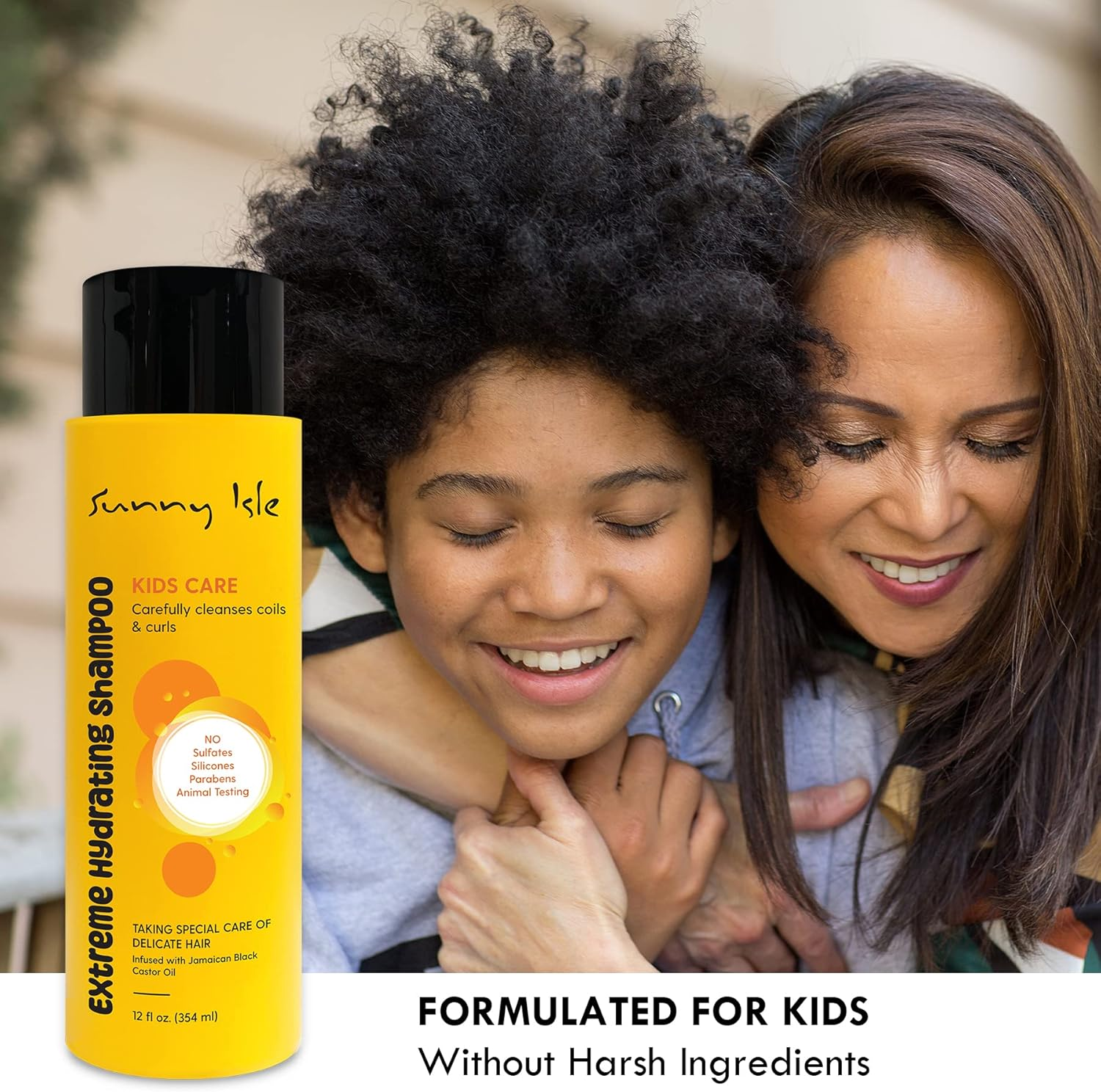 Sunny Isle Kids Care Extreme Hydrating Shampoo 12Oz | Gentle Care Cleanser, Waves & Curls | Jamaican Black Castor Oil Infused | Paraben FREE image number 1
