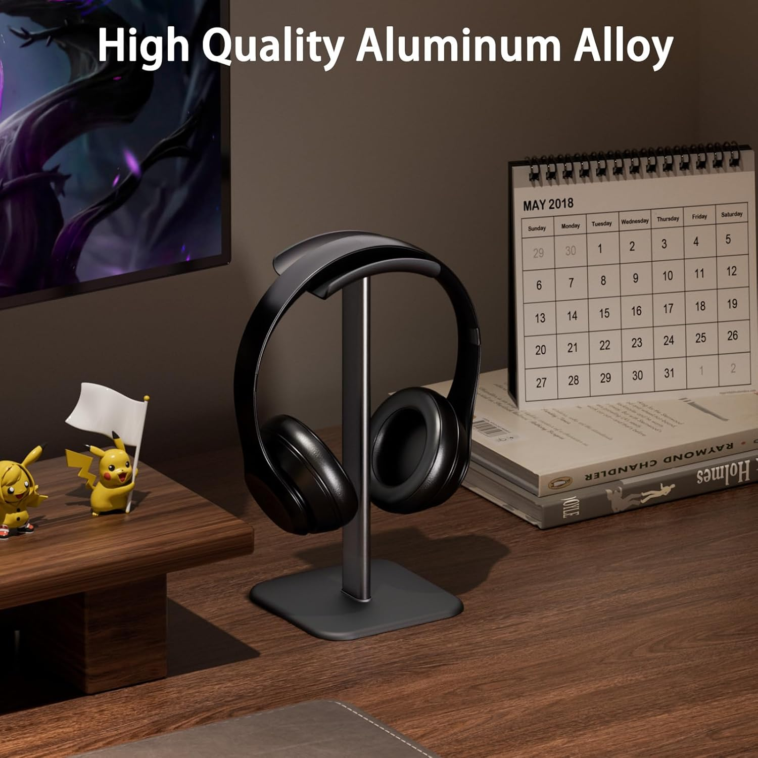 Ahonnpely Headphone Stand for Desk - Headset Stand with Aluminum Hanger, Headphone Holder for Airpods Max, Sony, Bose, Beats and More (Black) image number 1