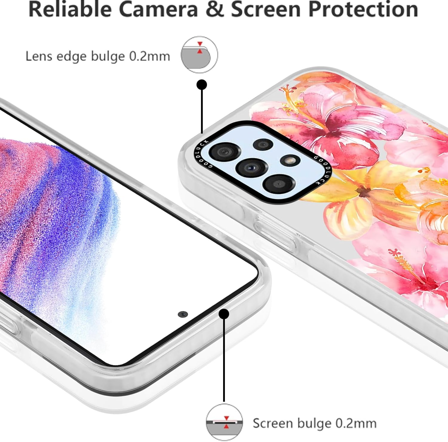 Yoedge Transparent Mobile Phone Case for Samsung Galaxy A53 5G Case, Aesthetic Hibiscus Flowers Summer Pattern Shell Design Girls Gift Protective Case, Silicone Case Cover for Samsung A53 6.5 Inches image number 5