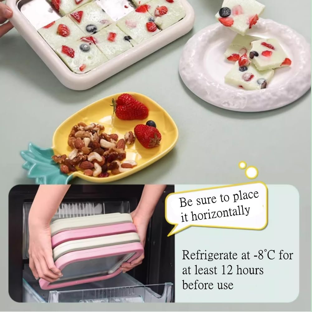 Large Size 26X21X3.5Cm(10.2 X 8.27 X 1.38 In) Ice Cream Maker Machine, Frozen Yogurt Sorbet Roller Pan with Instant Cold Plate & 2 Scrapers, for Soft Ice Cream Gelato Milkshake Smoothie image number 1