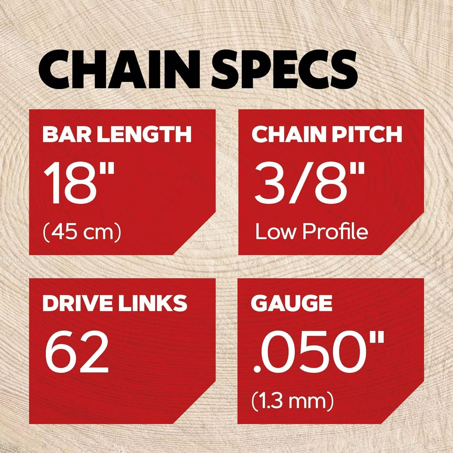 Oregon Chainsaw Chains, T62 3/8" Low Profile Pitch, .050" (1.3 Mm) Gauge VXL Semi Chisel Replacement Chainsaw Chains for 18-Inch Bar, 62 Drive Links, Fits Husqvarna, Craftsman (T62X3), Gray, 3-Pack image number 1