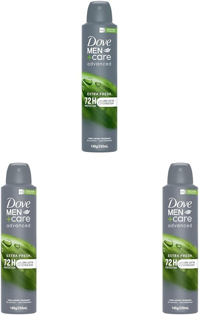 Dove Men+ Care Advanced Extra Fresh 72H Antiperspirant Aerosol 250 Ml (Pack of 3) image number 1