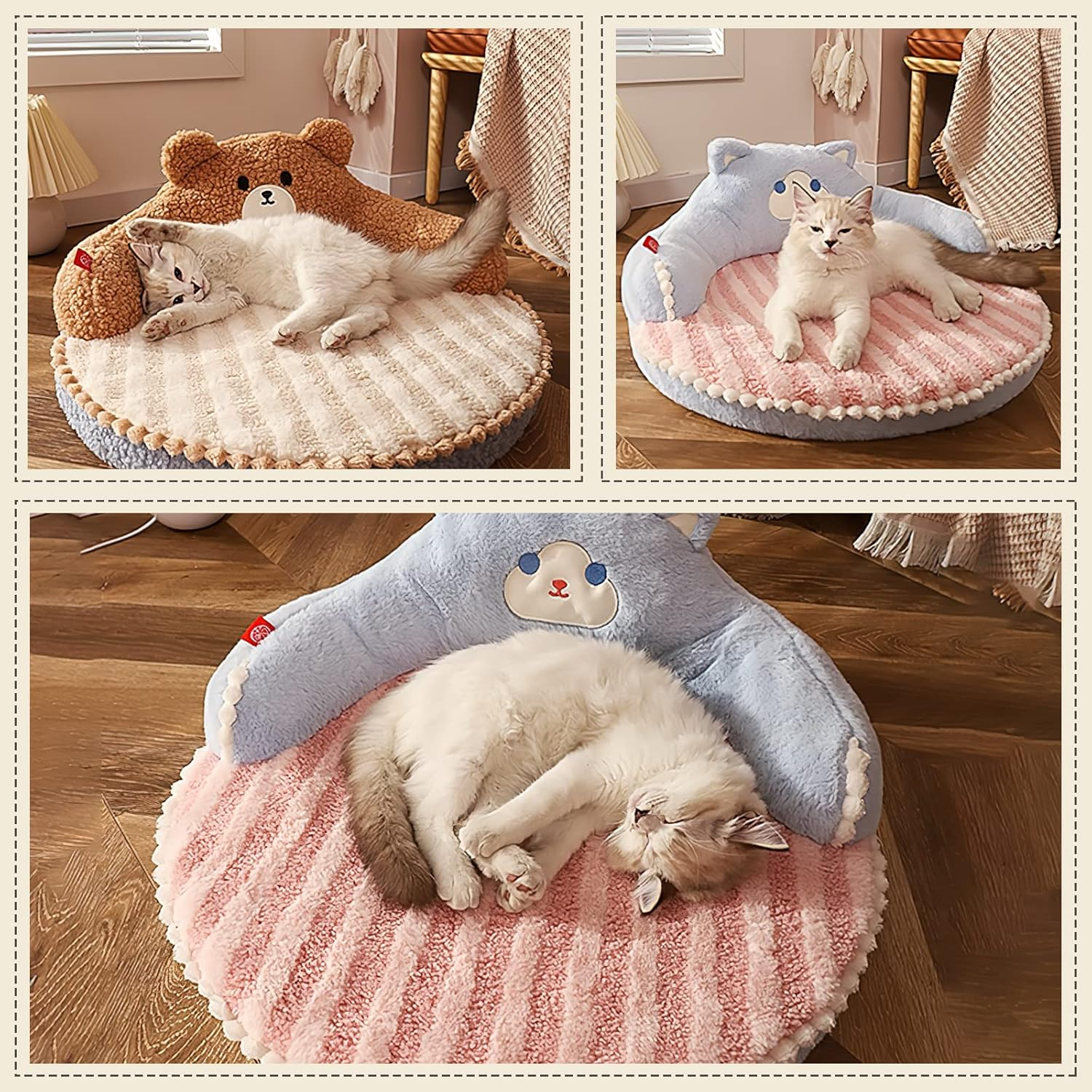 Galat&eacute;e Cat Bed, round Pet Bed for Cats and Puppies, Warm, Comfortable Pet Bed, Removable, Washable Cat Bed, Cat Sofa for Indoor and Outdoor Cat (Pink) image number 4