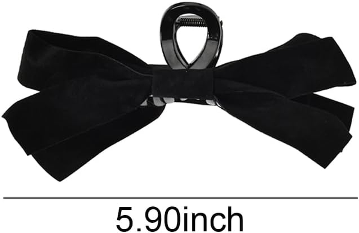 Velvet Bow Claw Clips for Women Bowknot Hair Clip Vintage Bow Hair Barrette for Tin Thick Hair Women Hair Jaw Clips Large Butterfly Clamps for Hair Claw Accessories image number 5