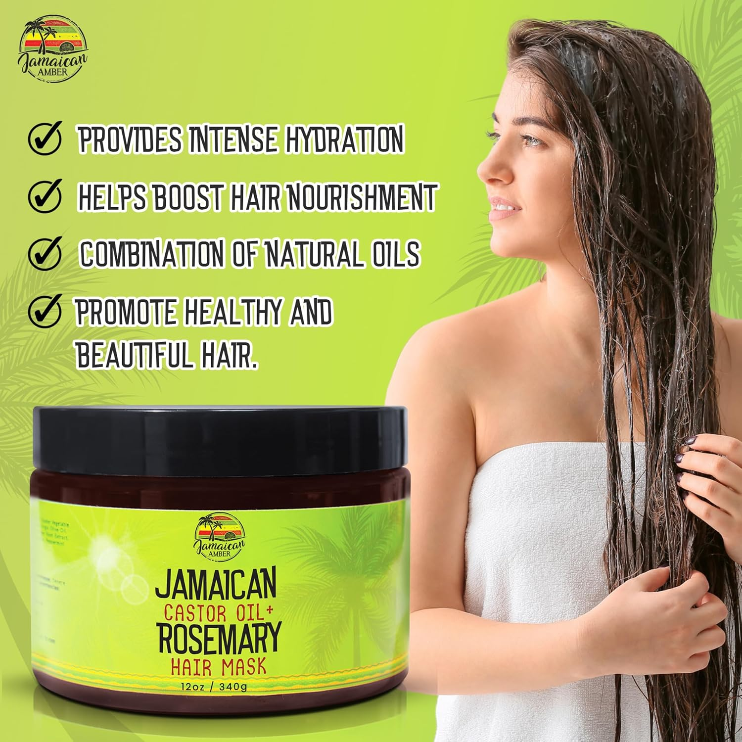 Jamaican Amber, Castor Oil & Romero Hair Mask - 12 Fl Oz/ 354 Ml - Deep Conditioning Hair Repairing Mask for Dry Damaged Hair image number 6