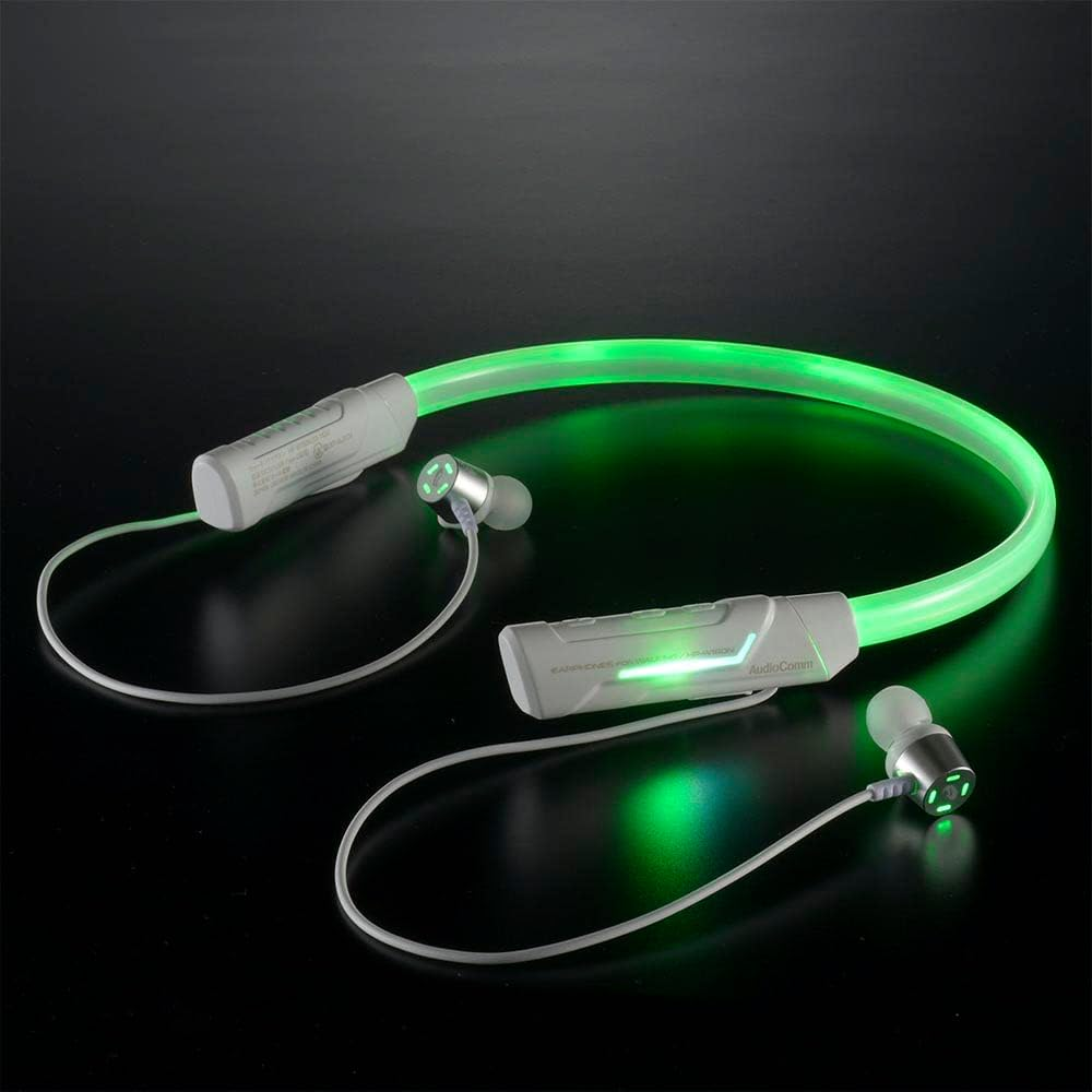Ohm Electric Audiocomm HP-W160N 03-1924 OHM Wireless Earphones, Walking Earphones, Neck Earphones, Built-In Light, Neon Color, Neck Type, Earphone Microphone image number 2