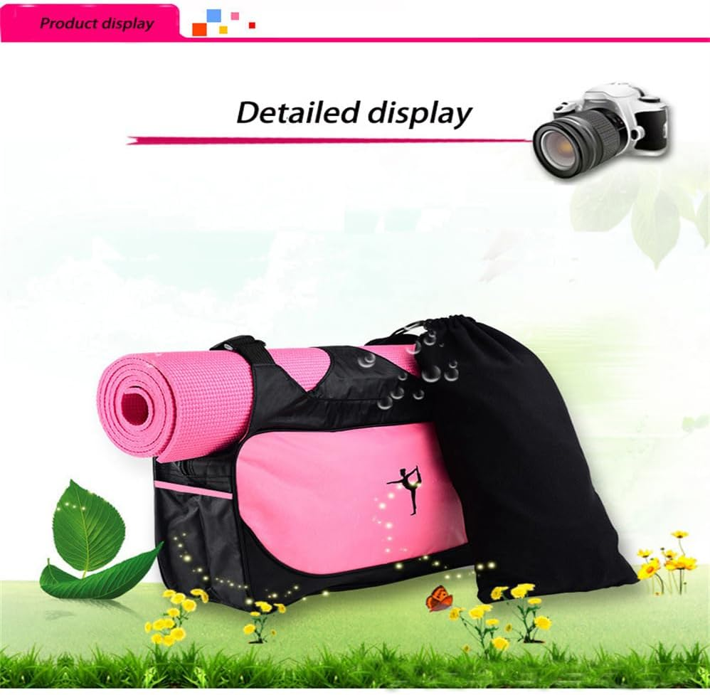 Large Capacity Yoga Bag with Yoga Mat Strap, Fitness Bag, Sports Bag, Travel Bag, Outdoor Handbag; a Handbag Suitable for Travel, Beach, Work, and Sports -Rose Red image number 5