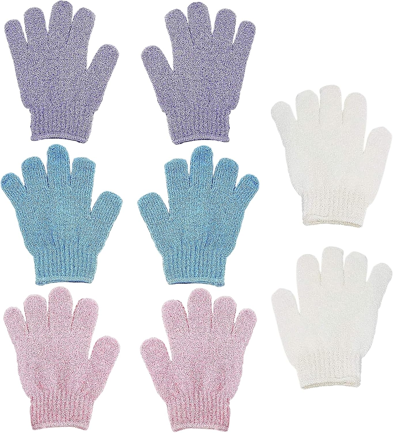 8 PCS Exfoliating Gloves, Double Sided Exfoliating Glove, Body Scrubber Shower Gloves, Dead Skin Cell Remover, Blue Pink White Purple, Nylon, 12X19Cm/4.72X7.48Inch image number 4