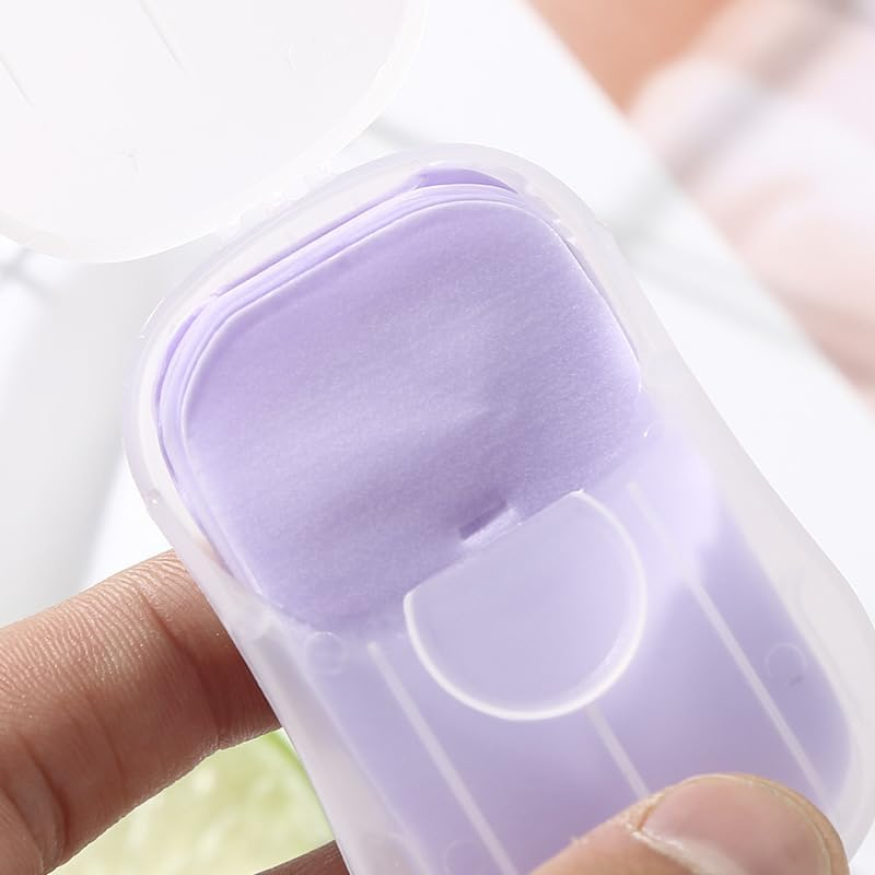 Wsjiabofux 50Pc Portable Soap Sheets, Mini Portable Travel Soap Paper Sheets Disposable Water Soluble Hand Washing Bath Scented Paper for Outdoor, Camping Hiking，Personal Care，Camping and Shampoo image number 4