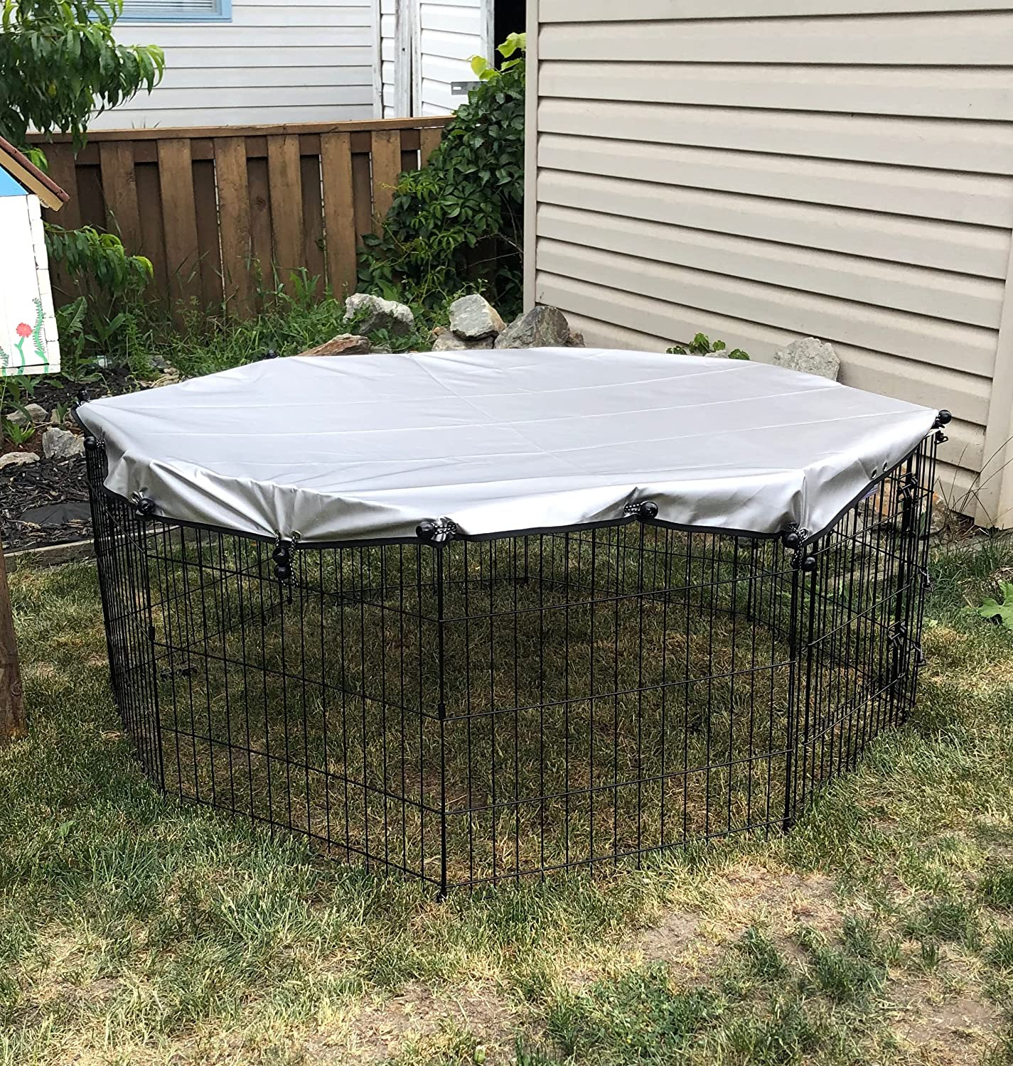 Universal Dog Playpen Cover with Sun/Rain Proof Top, Provide Shade and Security for Outdoor and Indoor, Fits All 24" Wide 8 Panels Pet Exercise Pen (8X24 W Cover, 600D Oxford) image number 1