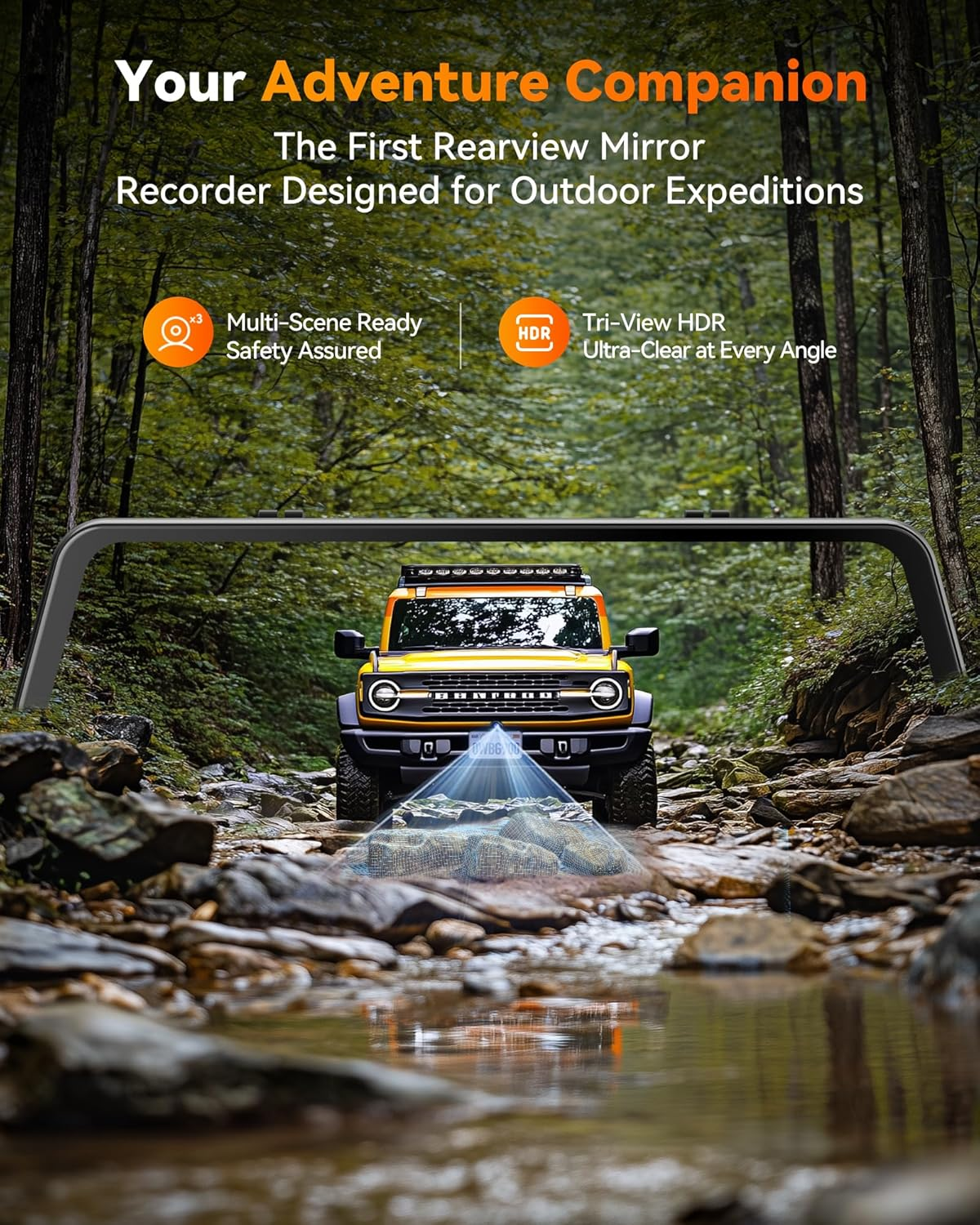 WOLFBOX G900 Tripro Bumper Version 3 Channel 4K Mirror Dash Cam, STARVIS 2 IMX678 Night Vision, 4K+2.5K+1080P Front and Rear Bumper Dash Cam, 5.8Ghz Wifi, Voice Control, Includes 256GB Card & GPS image number 3