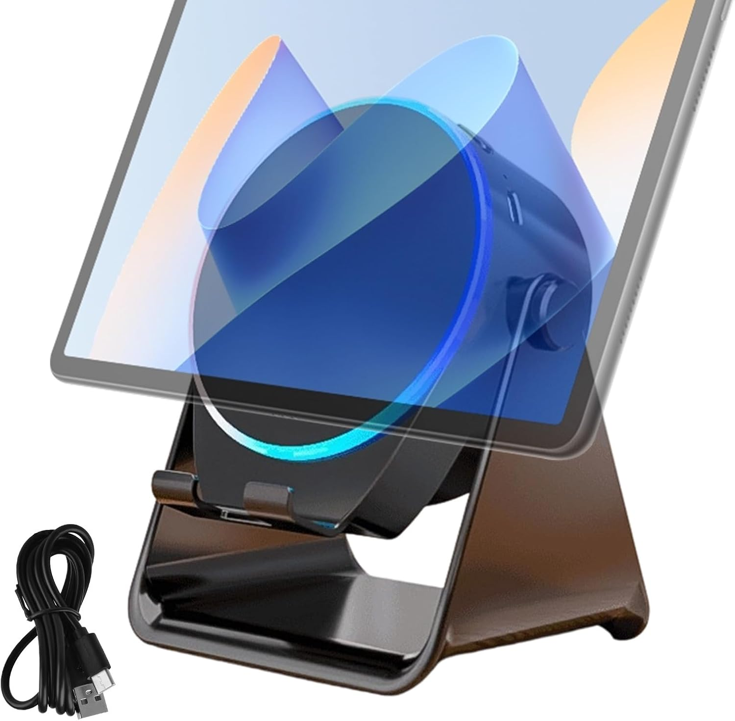 Desk Speakers,Wireless Induction Amplifier Phone Stand,360 Degree Rotate Outdoor Speaker with Colorful Light - for Men Women Teen Kitchen Bathroom