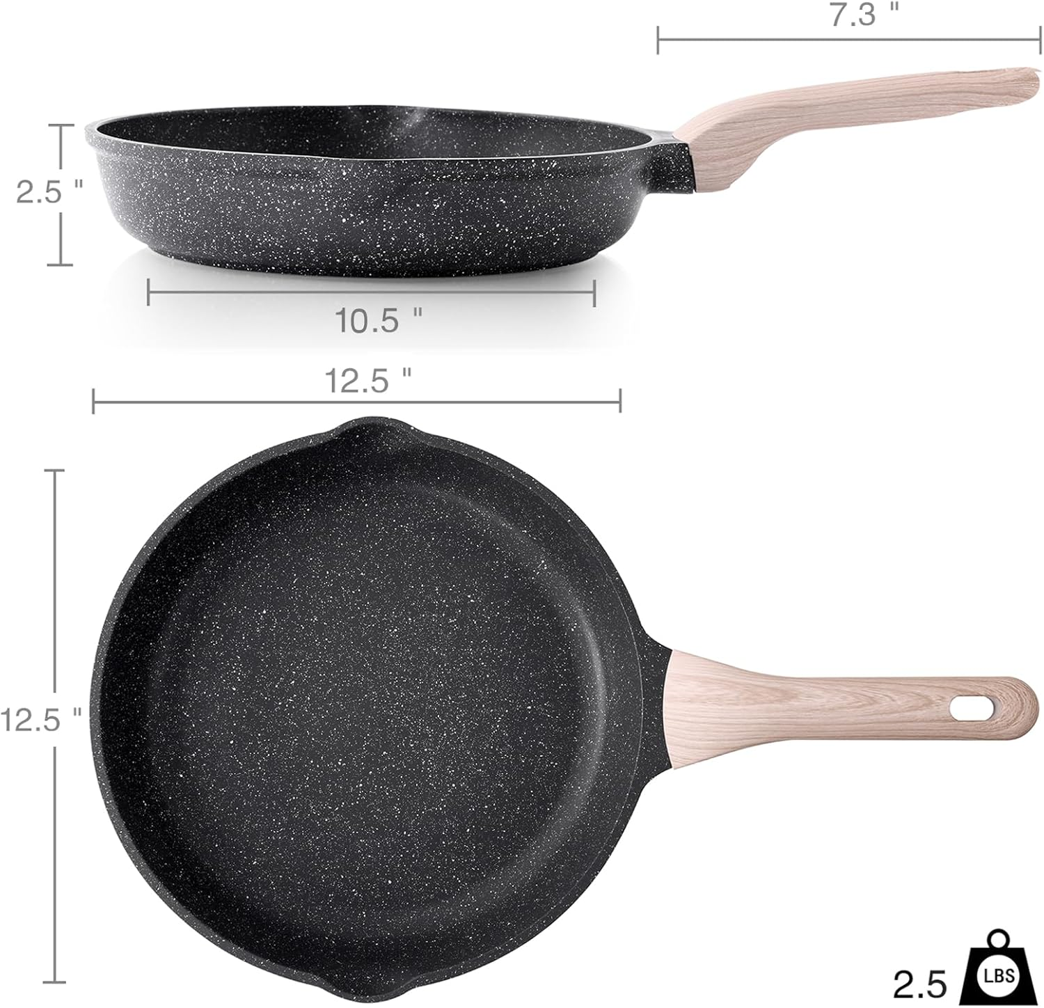 Kordisen Non Stick Frying Pans Skillet, 32 Cm Granite Large Frying Pans Nonstick for Cooking, Healthy Induction Cookware, Heat Resistant Handle, PFOA Free image number 3