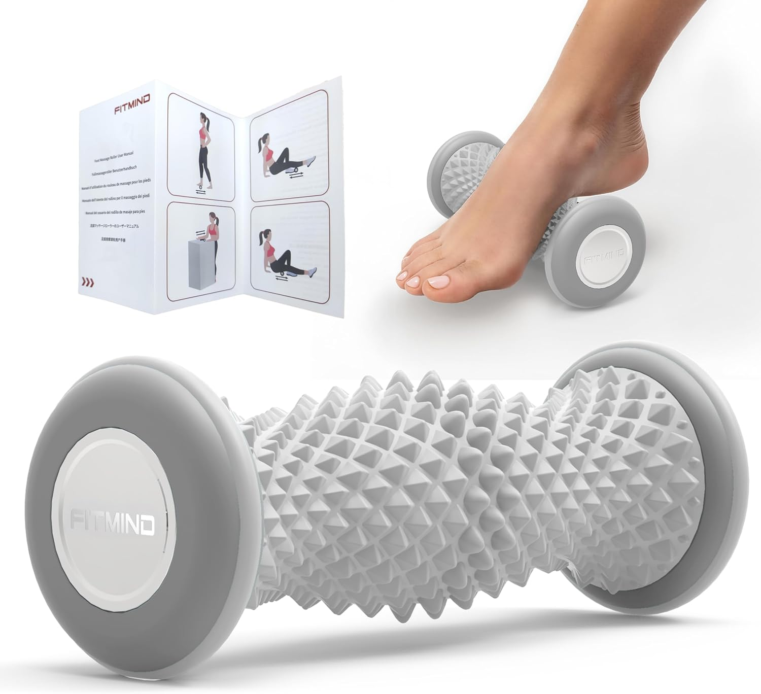 FITMIND Foot Massager Roller for Plantar Fasciitis Relief, Portable Foot Roller, Deep Tissue Muscle Massage, Foot Arch and Heel Pain, Reflexology Tool