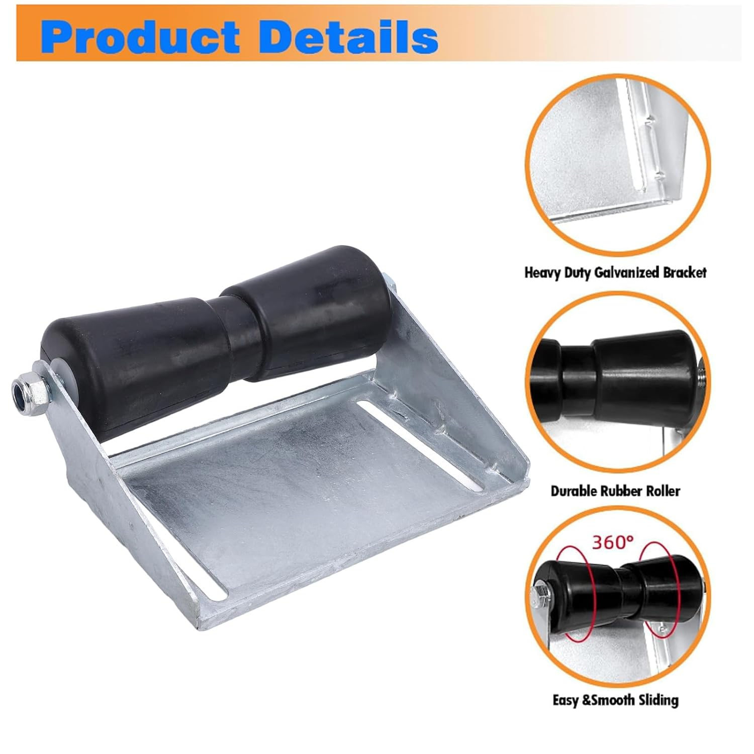 Boat Trailer Rollers with Bracket, Keel Roller Kit, Galvanized Steel Rollers for Boat Trailer with Mounting Bolts, for Loading Launching Boats, 1/2 Inch 5 Inch (8Inch) image number 5