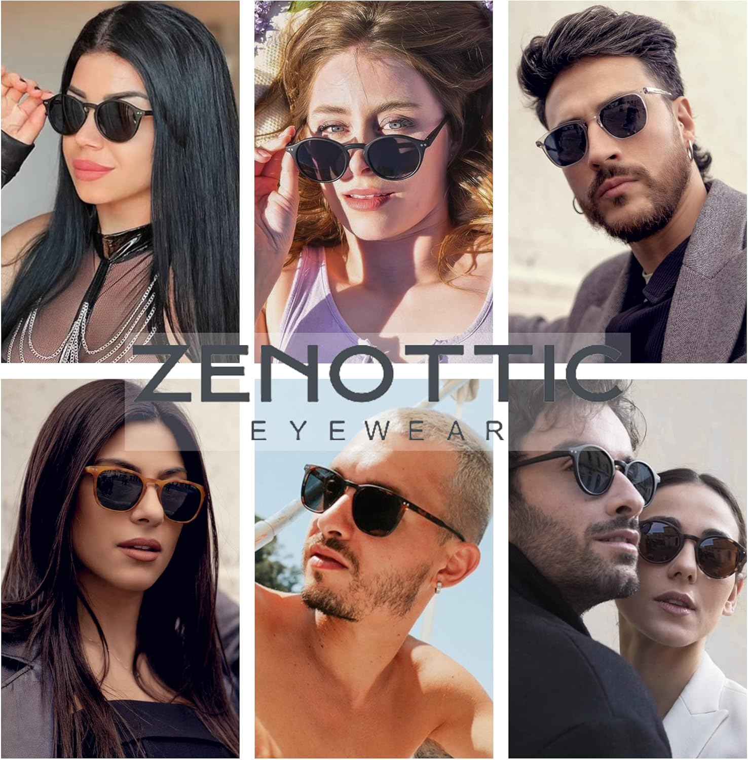ZENOTTIC Polarized Sunglasses for Women Men: Retro Shades round Square Frame UV Protection 2 Pack image number 1
