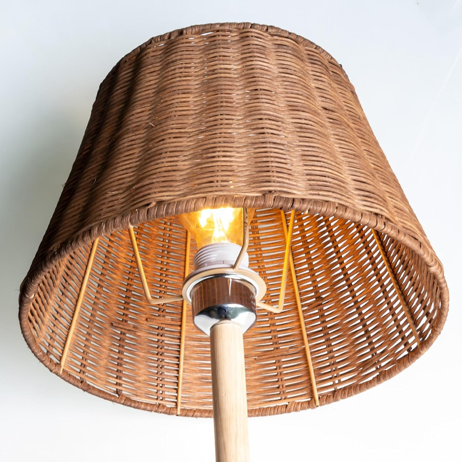 Osasy Rattan Lampshade, Hand Woven Tapered Shape, Versatile Use for Ceiling, Hanging, Wall and Table Lamps (2, Deep Coffee) image number 2