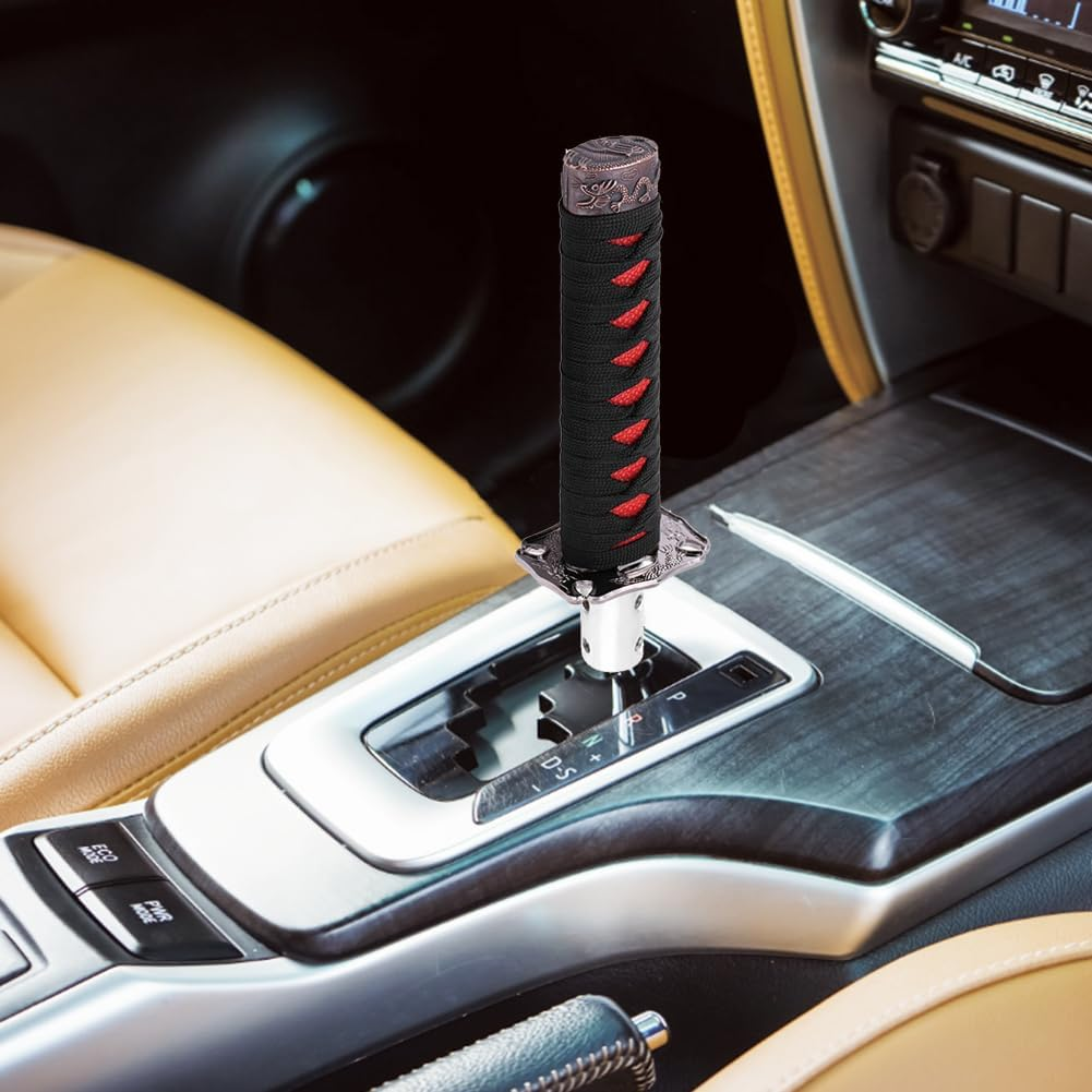 Katana Sword Shift Knob，Samurai Catchers Gear Shifter Stick Universal Automobile Spare Part Grip Speed Handle Lever Cover Kit with Adapter Manual Automatic Transmission Racing Car Truck Vehicle image number 4