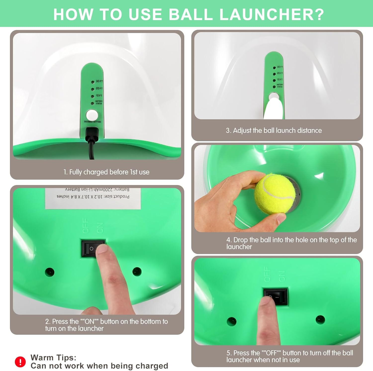 Dog Ball Launcher with 12 Tennis Balls, Automatic Dog Ball Thrower for Indoor Outdoor, 3 Adjustable Distance 10-30 FT, Interactive Dog Toy Ball Fetch Machine for Small & Medium Dogs image number 2