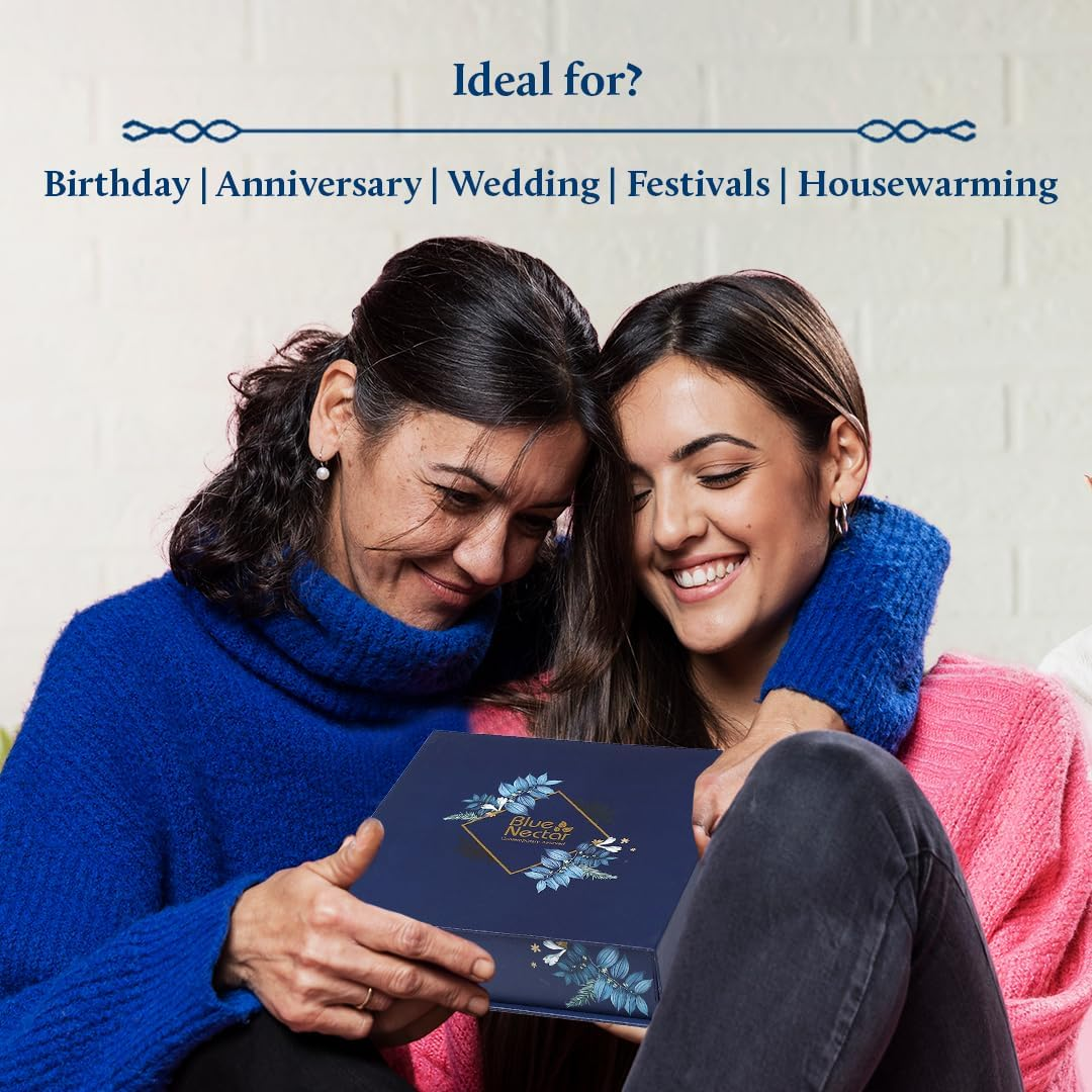 Blue Nectar Bestsellers Gift Set for Women & Men | Kumkumadi Face Serum, anti Aging Cream, Hair Oil, Face Wash & Scrub | Gift Box for Birthday, Anniversary & Special Occasions | for All Skin Types image number 5