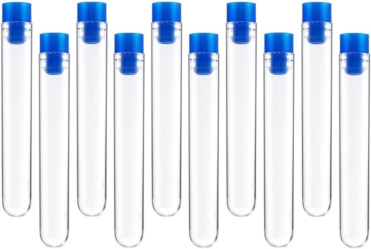 POPETPOP 50Pcs Clear Test Tubes with Cap 16X100Mm Plastic Test Tubes for Science Laboratory Experiments Candy Salt Storage Containers image number 1