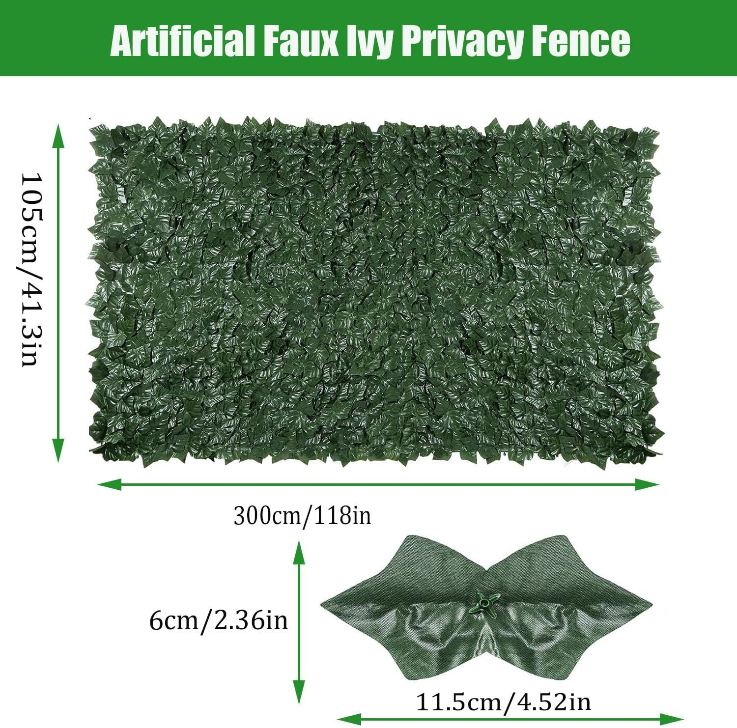 Lxcshljx Artificial Ivy Privacy Fence Screen, 118X40 in Artificial Hedges Fence, Faux Ivy Vine Leaf Greenery Wall Screen, Trellis Fence Leaves Covering Panels for Outdoor Porch Garden Patio Decoration image number 6