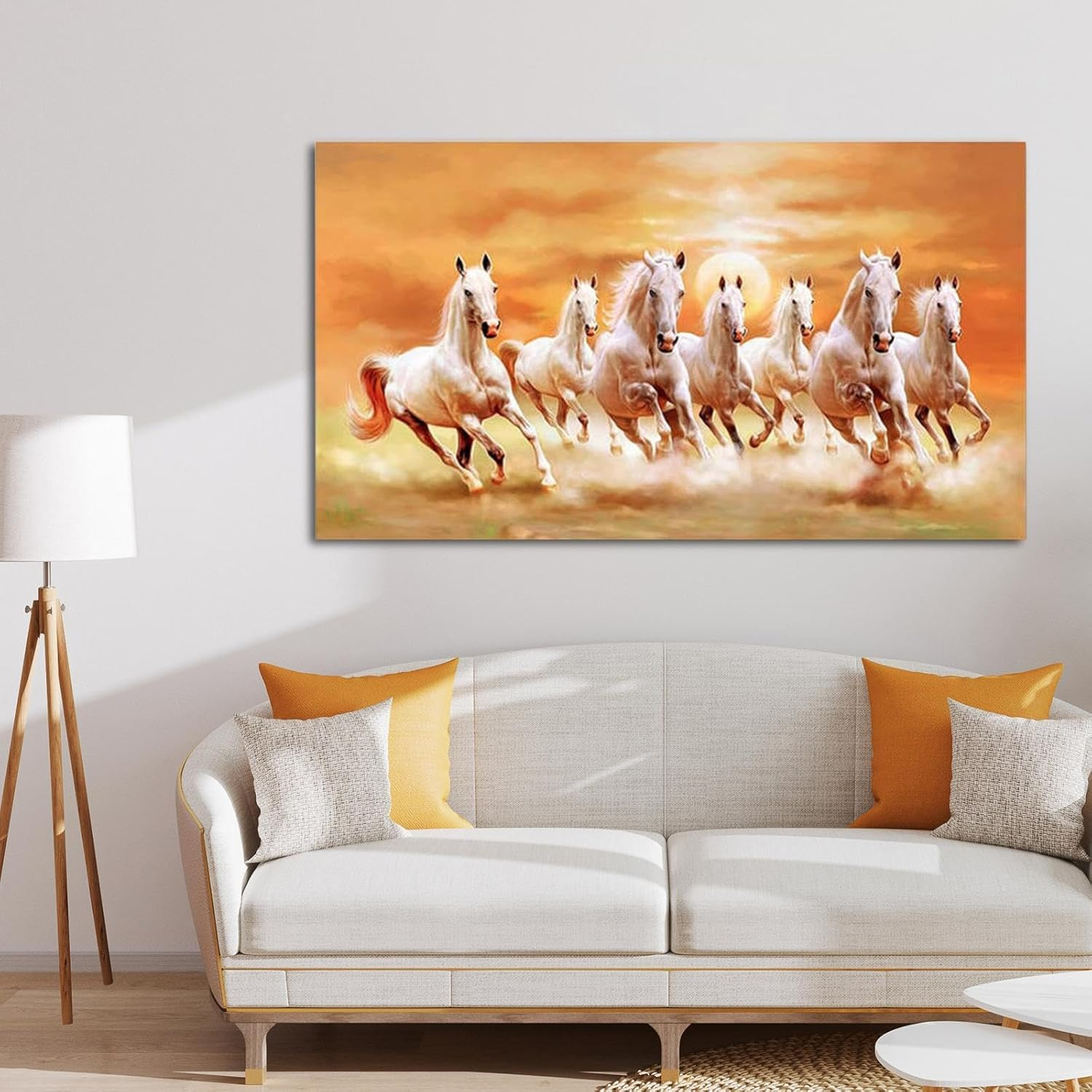 STARTIST Seven Running Horses Wall Art Canvas Print Picture Fashion Decorative Birthday Gift Animal Posters Artwork for Bedroom Office, 60Cmx120Cm image number 2