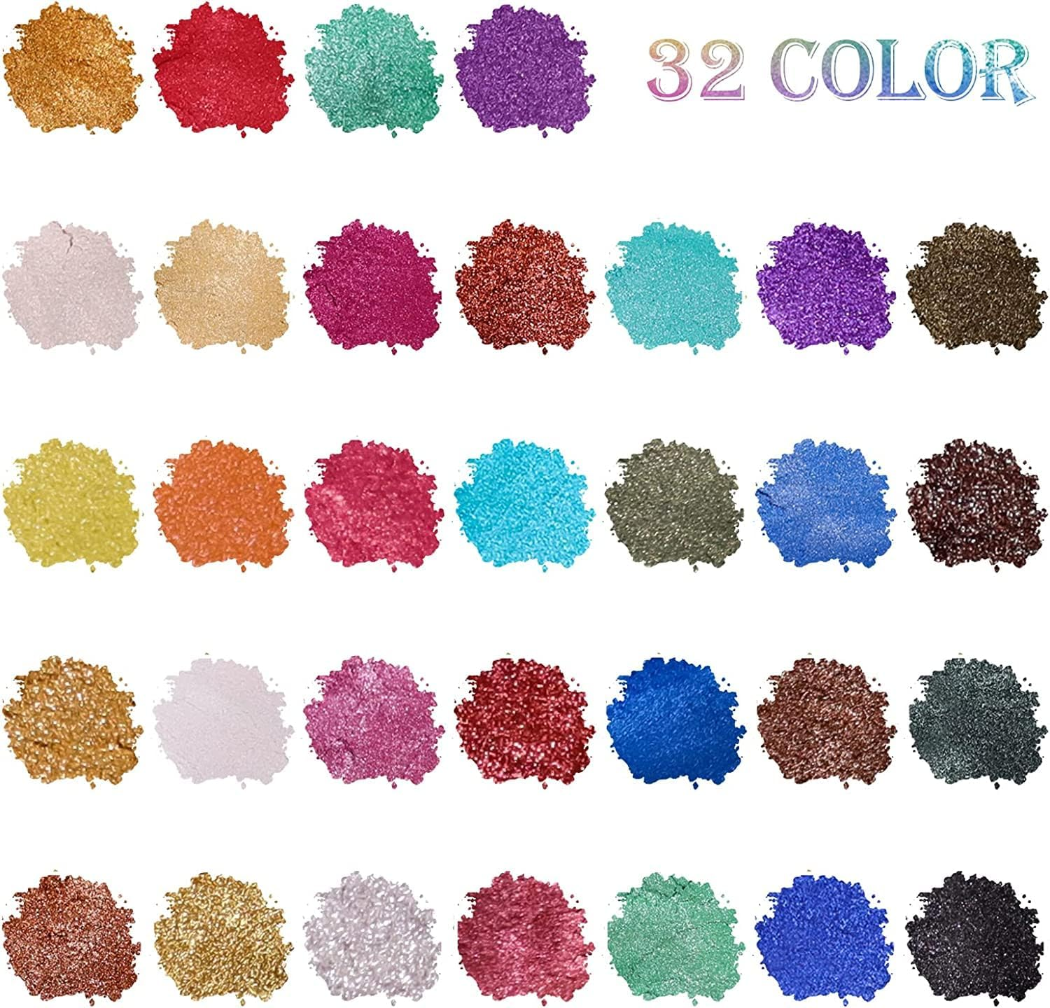 SEISSO Mica Powder for Epoxy, Mica Pigment 32 Colors Vibrant Shimmery with Labeled Jar, Epoxy Resin Project, Crafting, Soap Making Supplies, Lip Gloss, Slime, Bath Bomb, Acrylic Paints, 5 Grams/Color - New 32 Colors image number 5