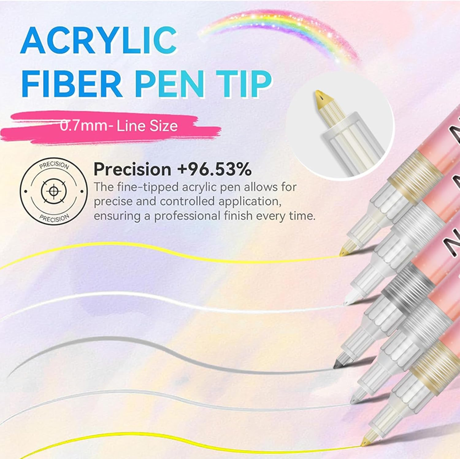 Gold Nail Art Pen, 0.7Mm Fine Tip Quick-Dry Acrylic Polish Marker for Precise Line Art, Metallic Nail Design Tool for DIY Manicure & Salon, French Tips and Elegant Holiday Decoration (GD) image number 4