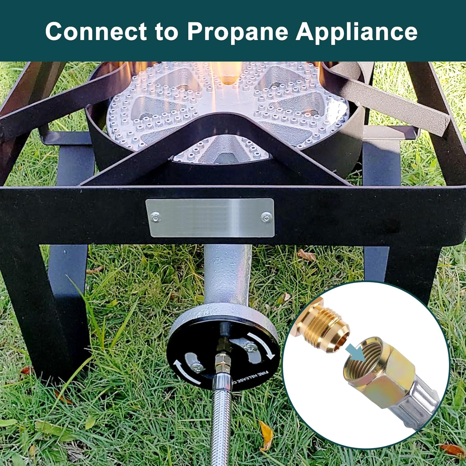 GASPRO 12 Foot 0-30 PSI High Pressure Adjustable Propane Regulator with Gauge/Indicator, Stainless Steel Braided Hose, Gas Grill LP Regulator for Burner, Turkey Fryer, Forge, Smoker and More. image number 6