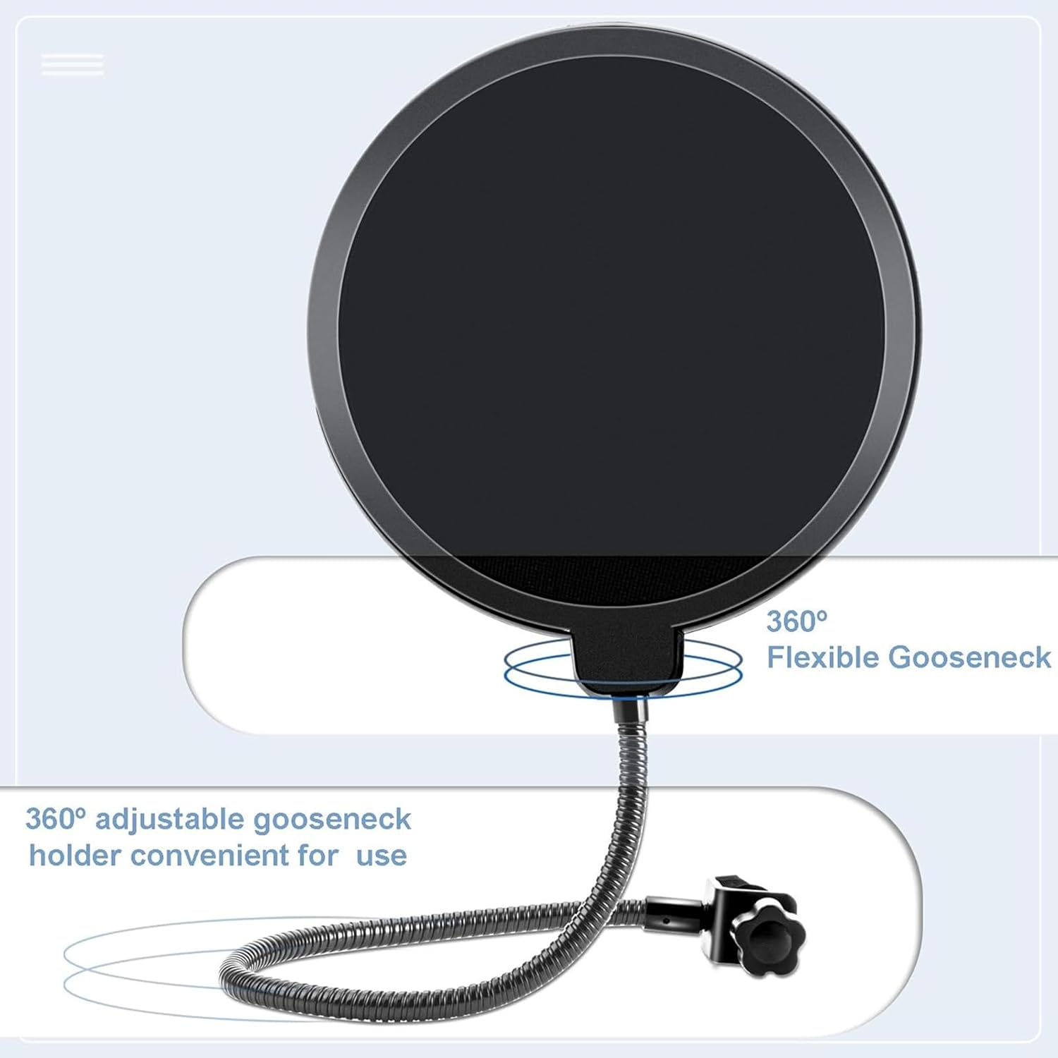 Microphone Pop Filter 6 Inch Dual Layered Pop Wind Screen with Enhanced Flexible 360&deg; Gooseneck Clip Stabilizing Arm Mic Pop Filter Shield Mask for Vocal Recording and Live Broadcasting image number 4