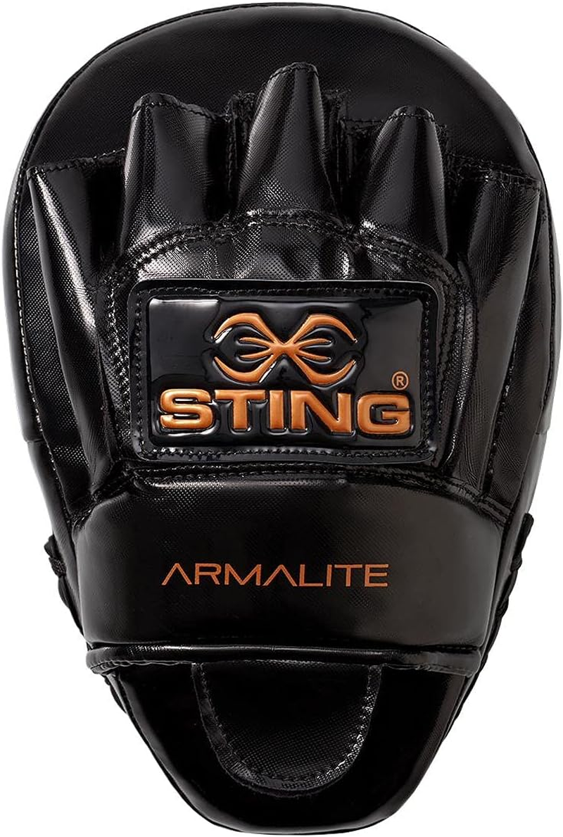 STING Armalite Focus Mitts for Boxing, Sparring, MMA, and Muay Thai, Durable Boxing Mitts, Boxing Equipment for Adult Men, Women, and Kids, Black/Bronze image number 2