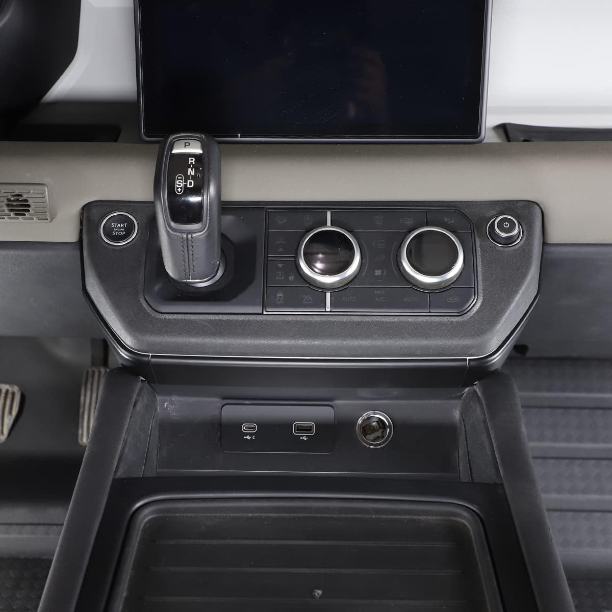 TINKI Auto Center Console Decorative Panel Compatible for Land Rover Defender 90 110 130 2020 2021 2022 2023 Car Indoor Decoration Cover Trim Interior Accessories (Style 1, Matte Black) image number 1