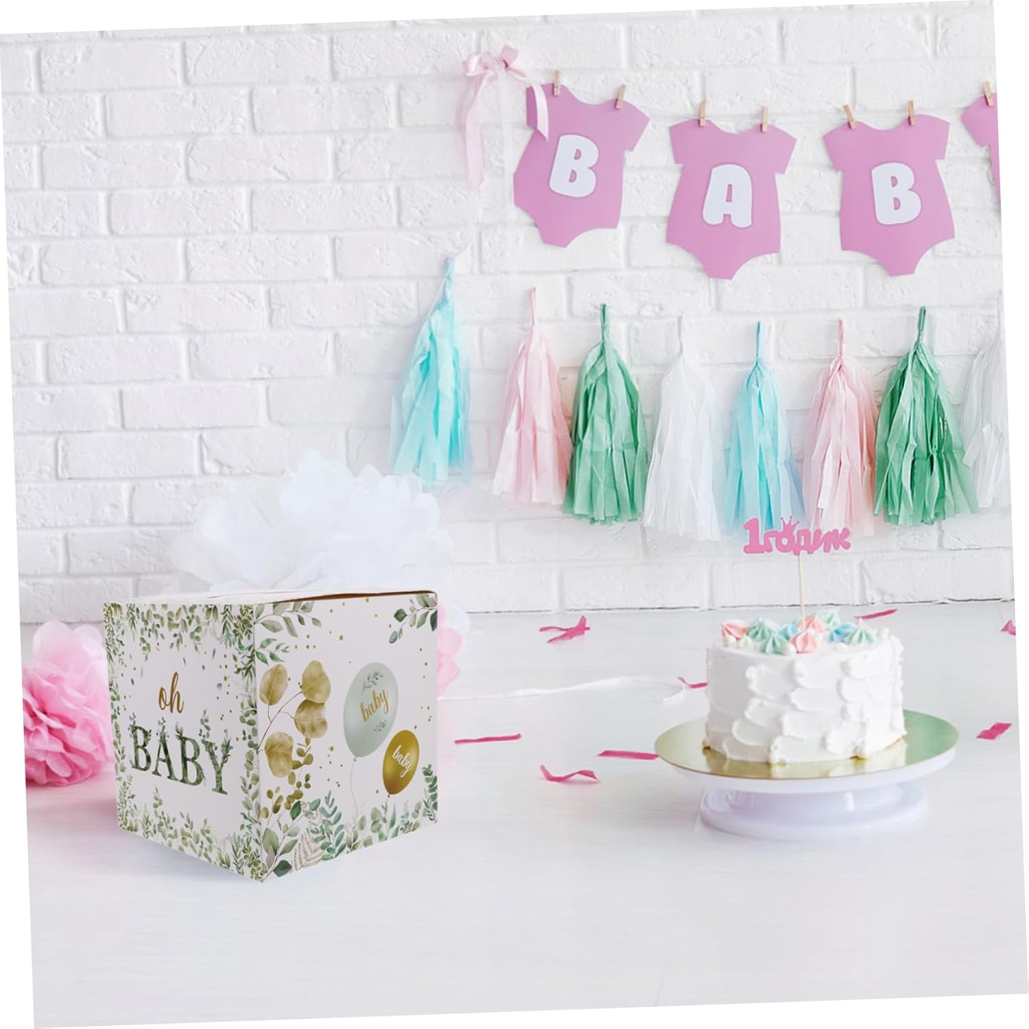 Diaper Raffle Game Greenery Shower Decoration Receiving Box for Party for Shower Prizes image number 6