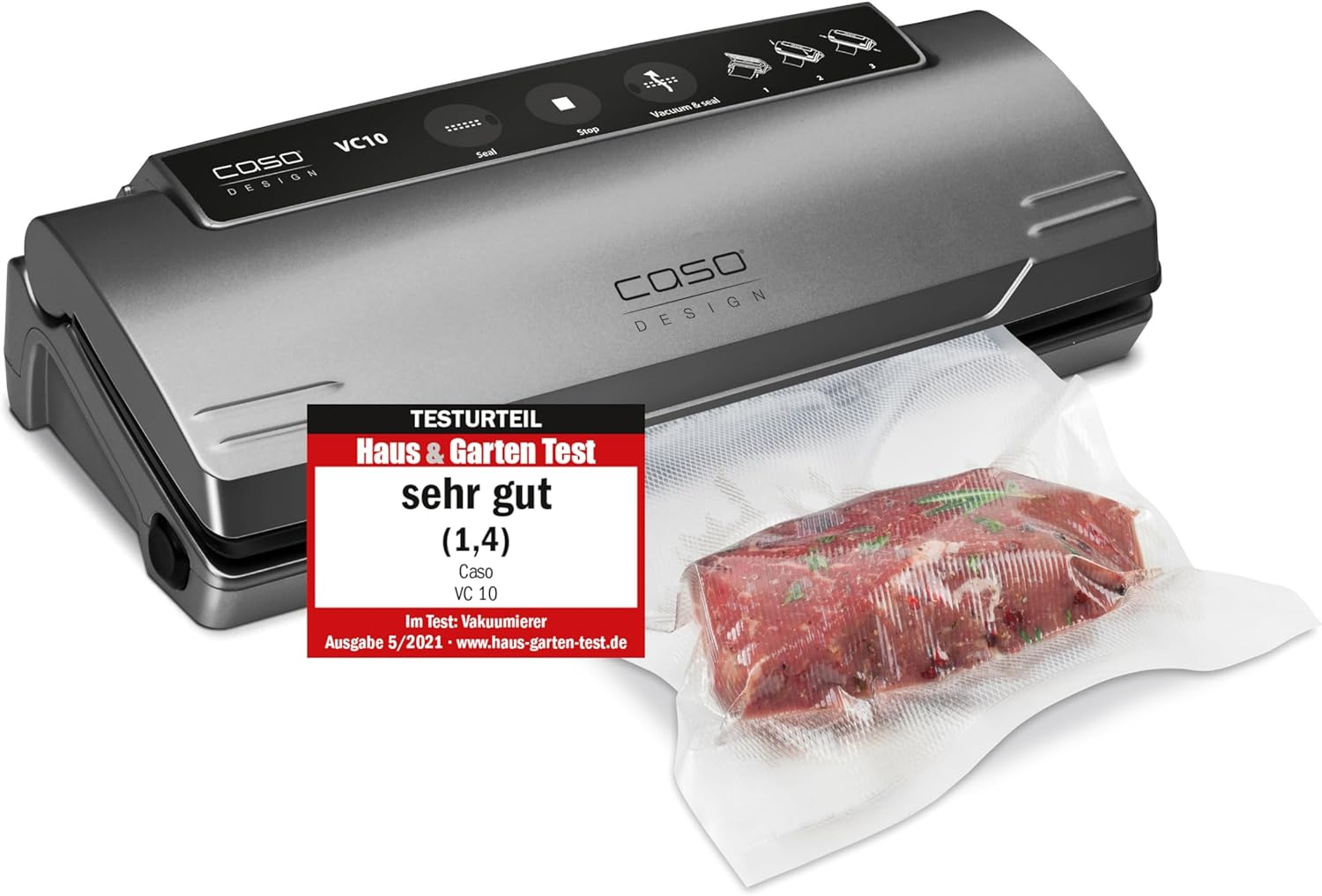 Caso VC 10 plus Edition &ndash; Includes Large Accessory Set, 30 Cm Weld, Variable Vacuum Strength, Vacuum Pump 9 L/Min, Grey, Silver, Pack of 1 image number 6