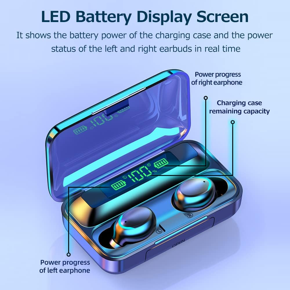 Sazak True Wireless BT Headphone In-Ear Sports Earbuds with LED Battery Display Screen Smart Touch Control Power Bank Function Black image number 6